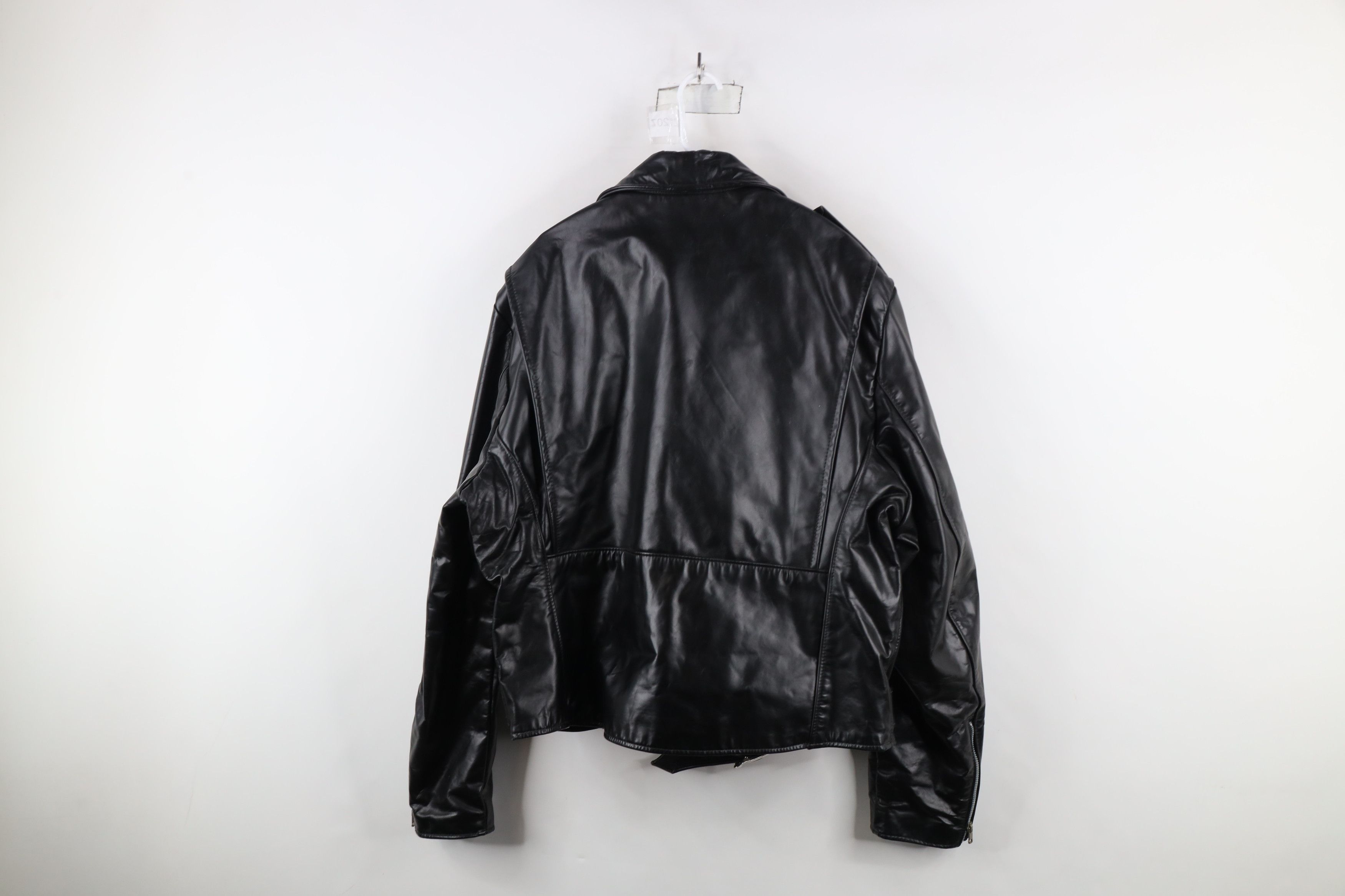 Vintage Vintage 70s 80s Belted Leather Motorcycle Jacket Black USA Size US XXL / EU 58 / 5 - 11 Thumbnail