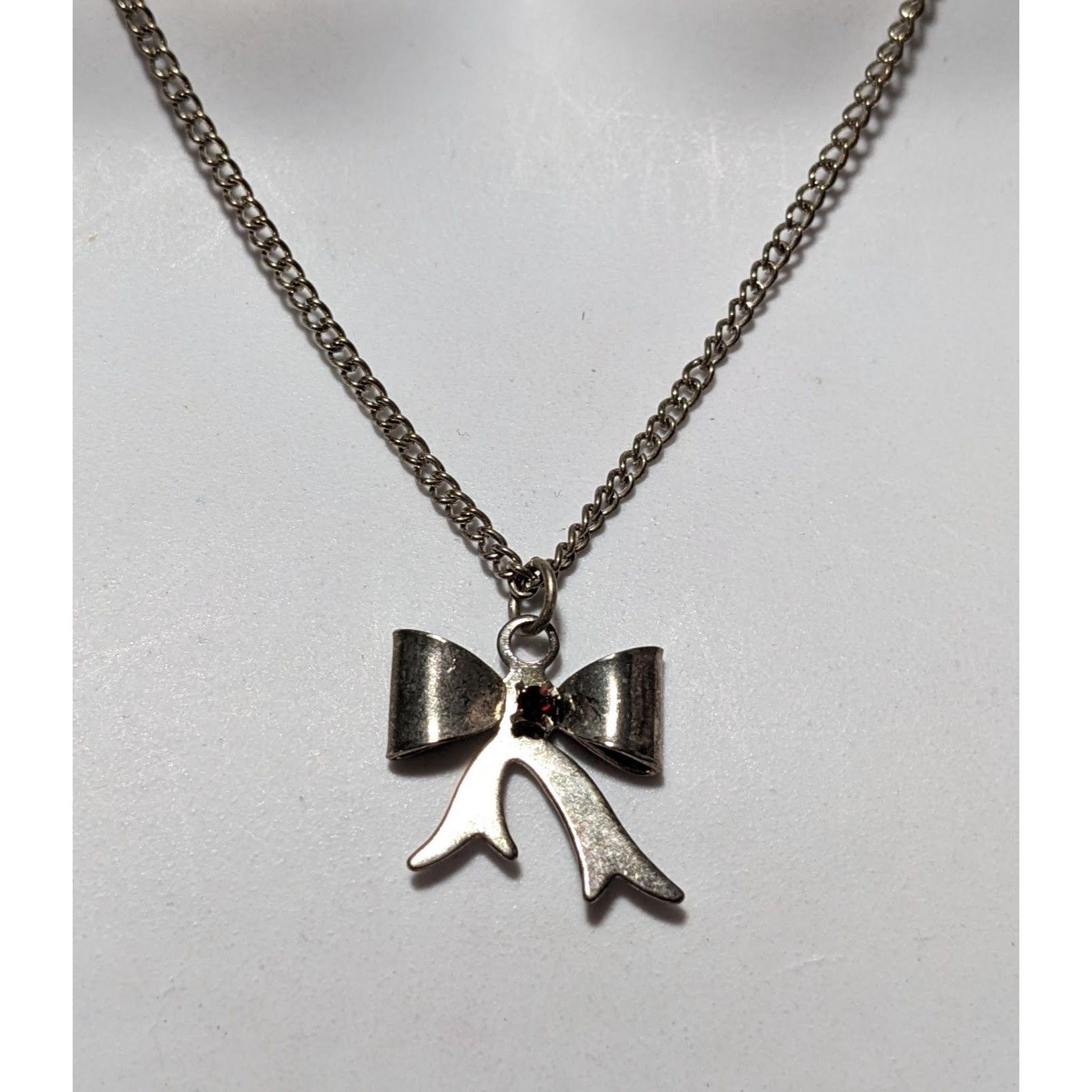 Other Silver Rhinestone Bow Necklace Size ONE SIZE - 5 Thumbnail
