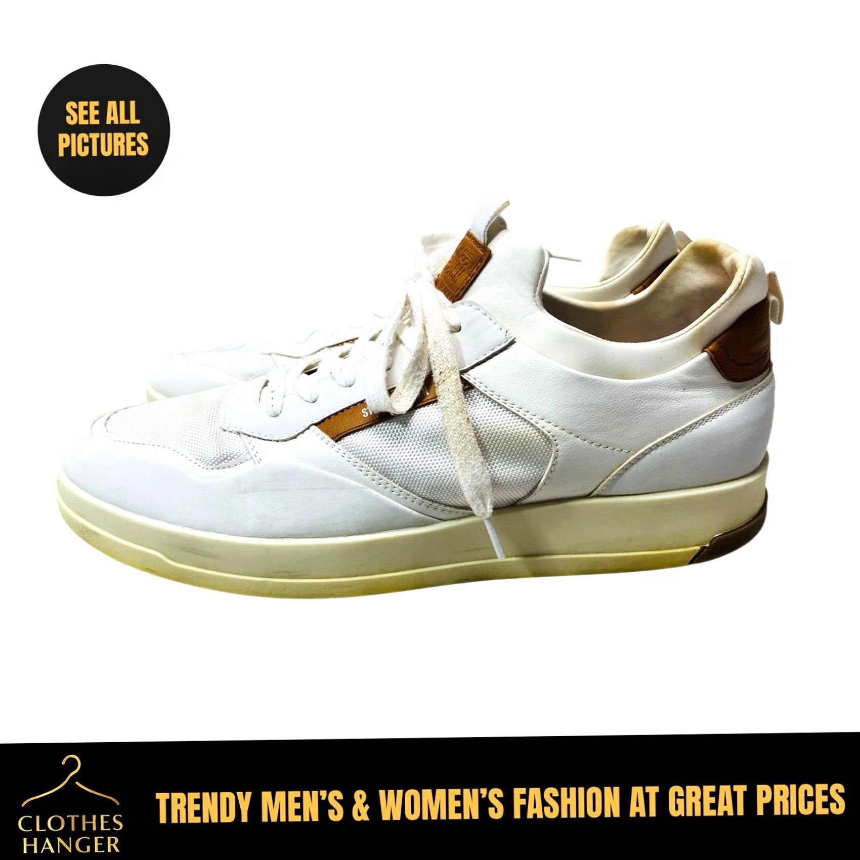 Steve Madden Steve Madden Dandyy Sneaker Mens 13M White Leather Lace Up 1218 Sneakers Mens White Brown Leather Lace Up Casual Size US 13 / EU 46 - 2 Thumbnail