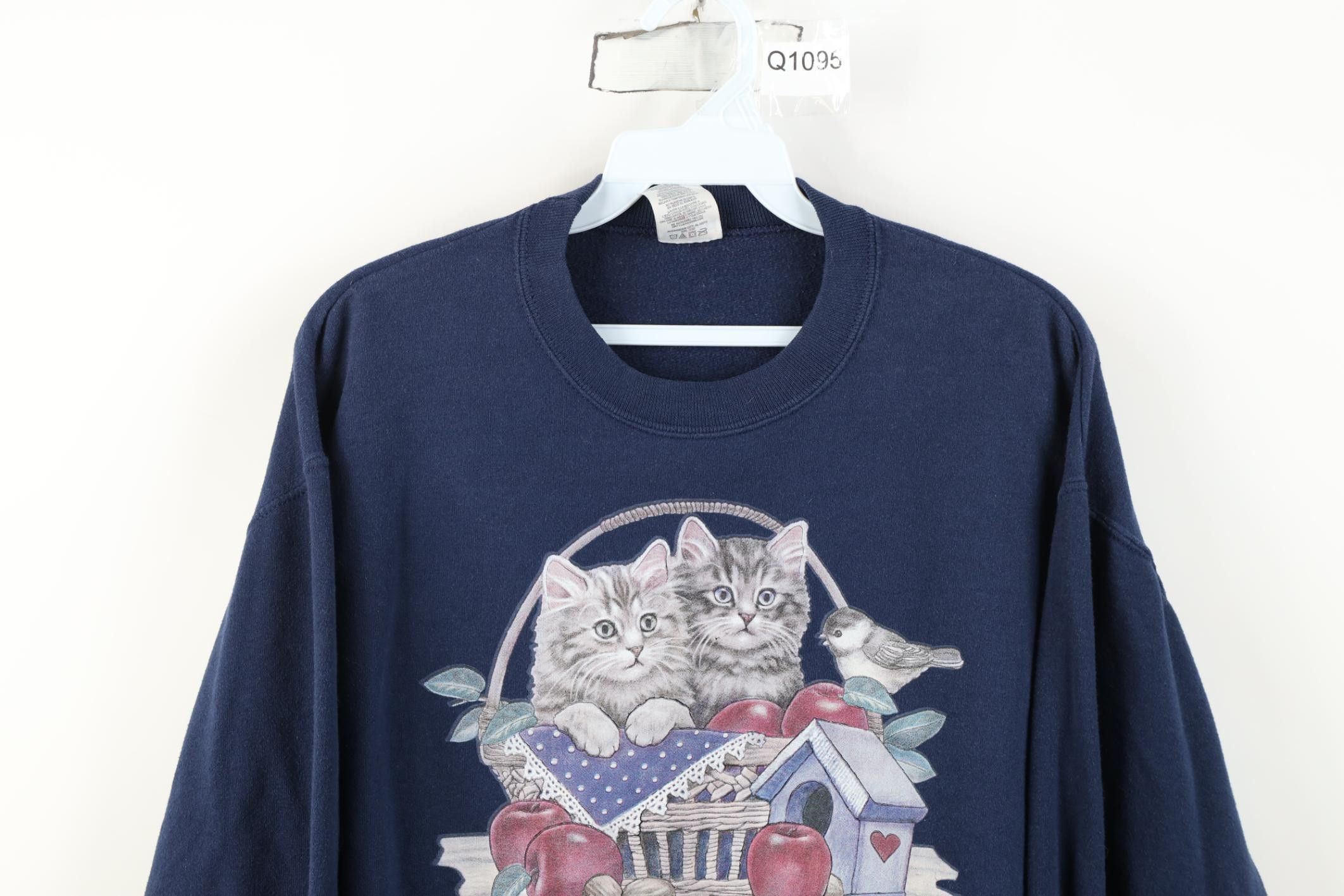 Vintage Vintage 90s Streetwear Cat Kitten Bird Crewneck Sweatshirt Size M / US 6-8 / IT 42-44 - 2 Thumbnail