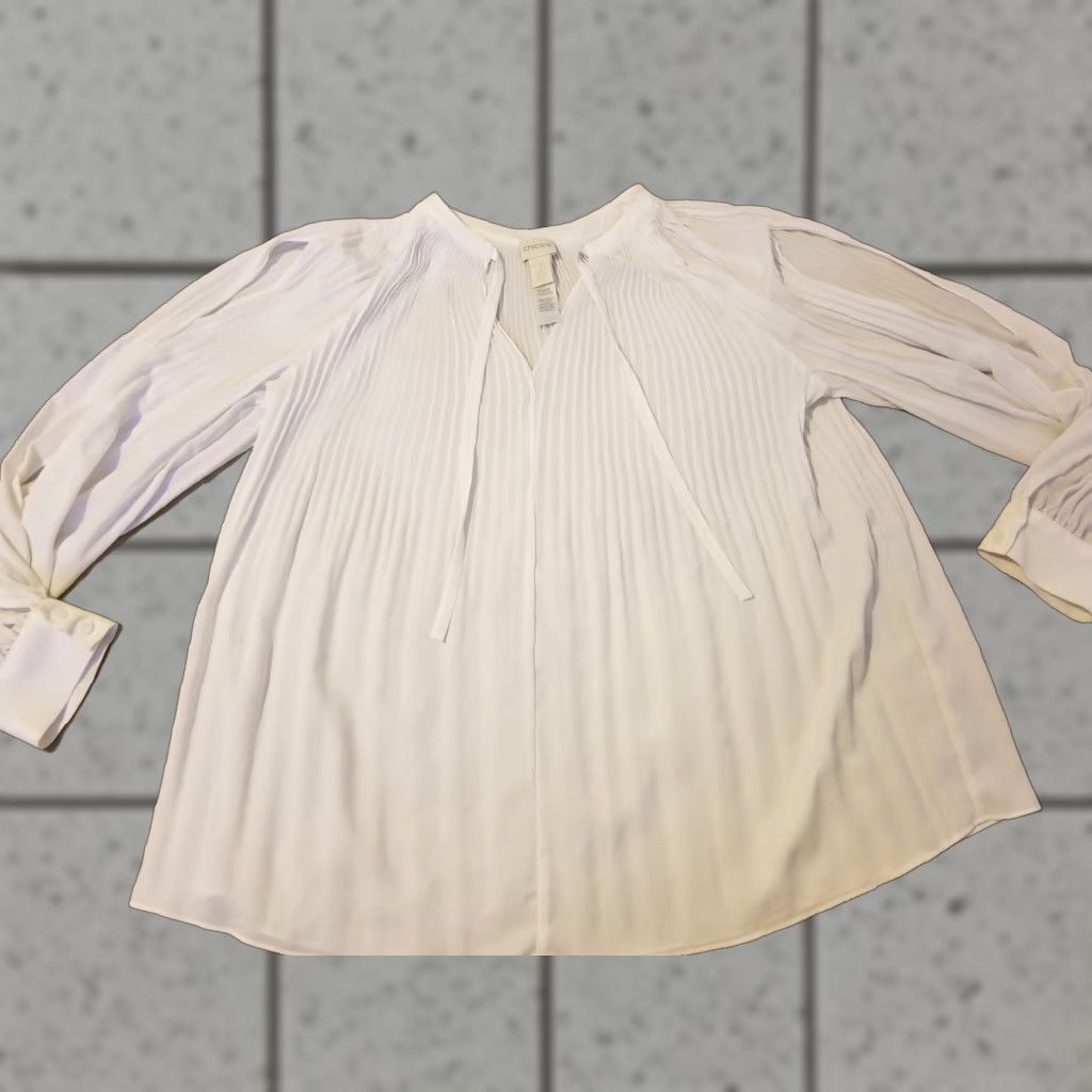 Vintage Chico's Shirt Blouse Womens 1 White Long Sleeve Size XS / US 0-2 / IT 36-38 - 1 Thumbnail