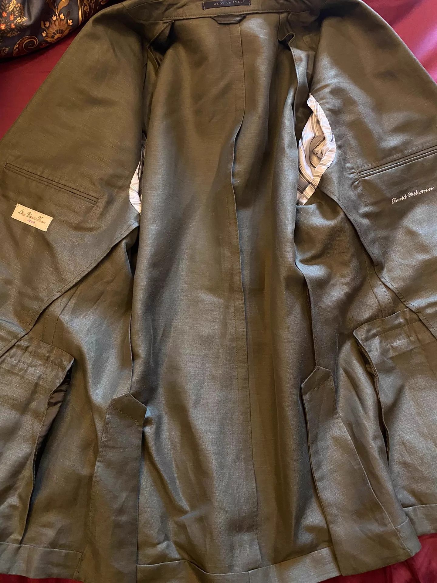 Luigi Bianchi LBM Handmade Linen Two-Piece Suit Avocado Green Size 48R - 9 Thumbnail