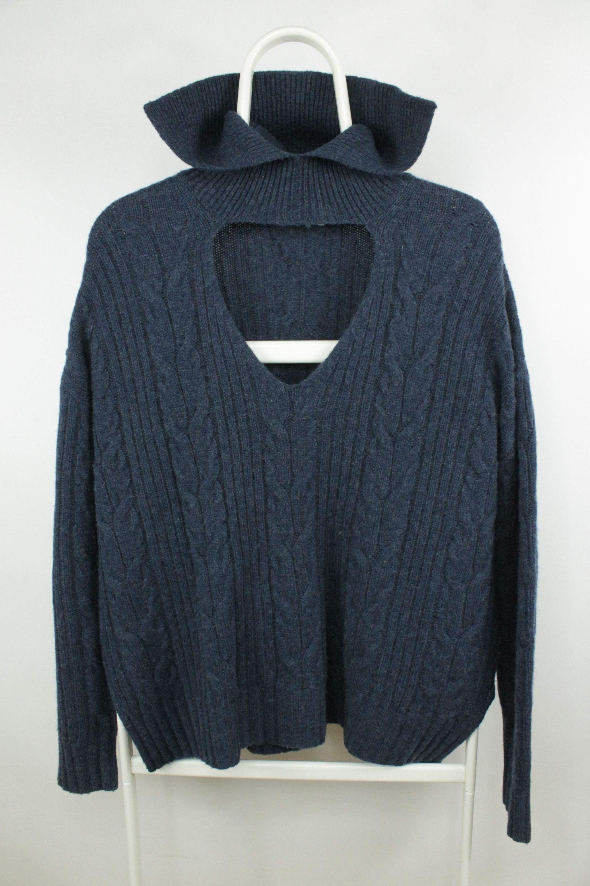 Ballantyne Ballantyne Cable Knit Navy Wool Sweater Women's Size M / US 6-8 / IT 42-44 - 6 Thumbnail