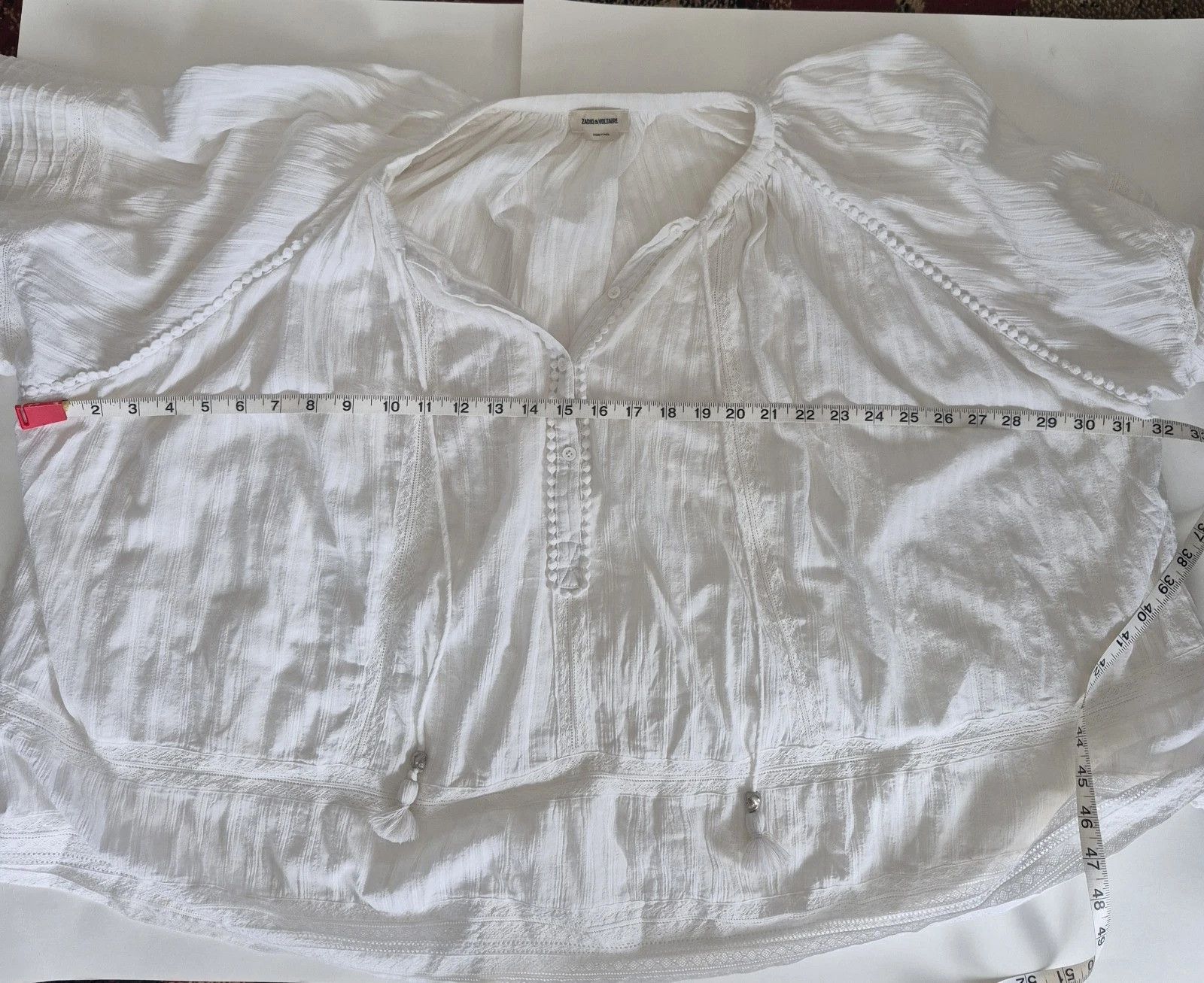 Zadig & Voltaire Blouse Trone Boho Chic Peasant Long Sleeve Relaxed Summer Size S / US 4 / IT 40 - 8 Thumbnail