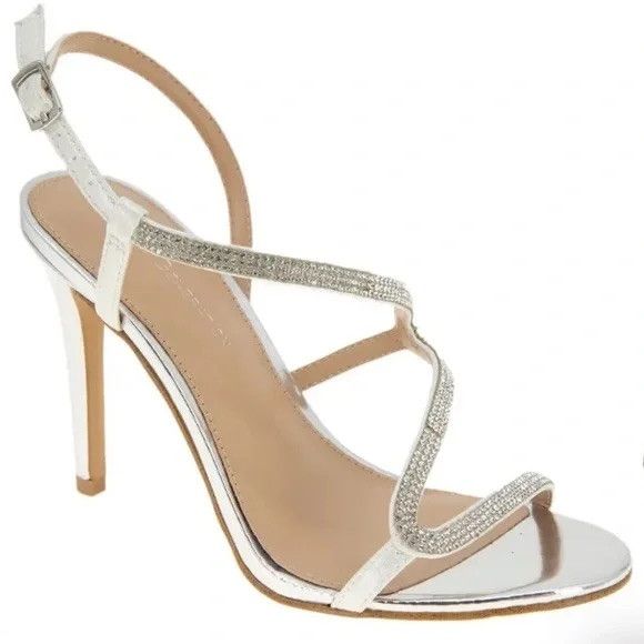 Bcbgmaxazria BCBGeneration Silver Strappy Heeled Sandals - Size 6 Size US 6 / IT 36 - 1 Thumbnail