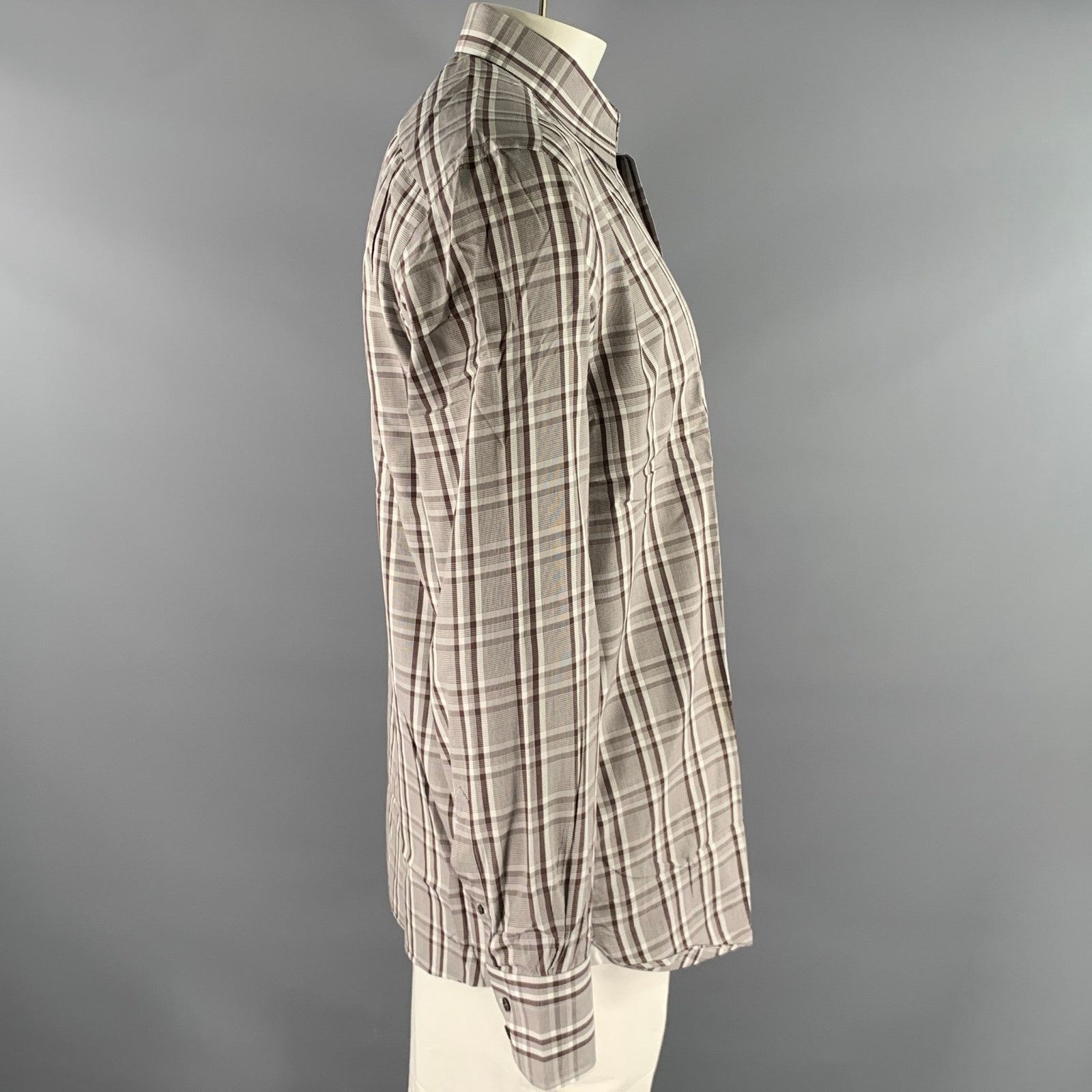 Tom Ford TOM FORD Size XL Brown Plaid Cotton Long Sleeve Shirt Size US XL / EU 56 / 4 - 3 Thumbnail