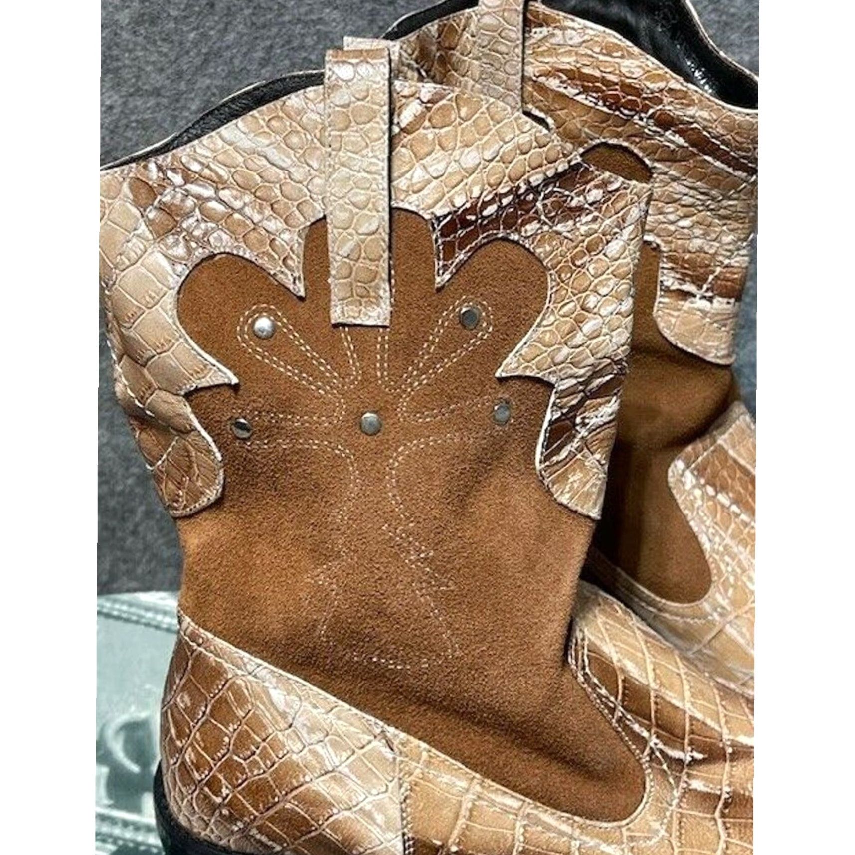 Vintage Fiesso Aurelio Garcia Boots Western Cowboy Glam Rock Edgy Clubwear Rockabilly Mens Brown 6 Suede Size US 6 / EU 39 - 3 Thumbnail