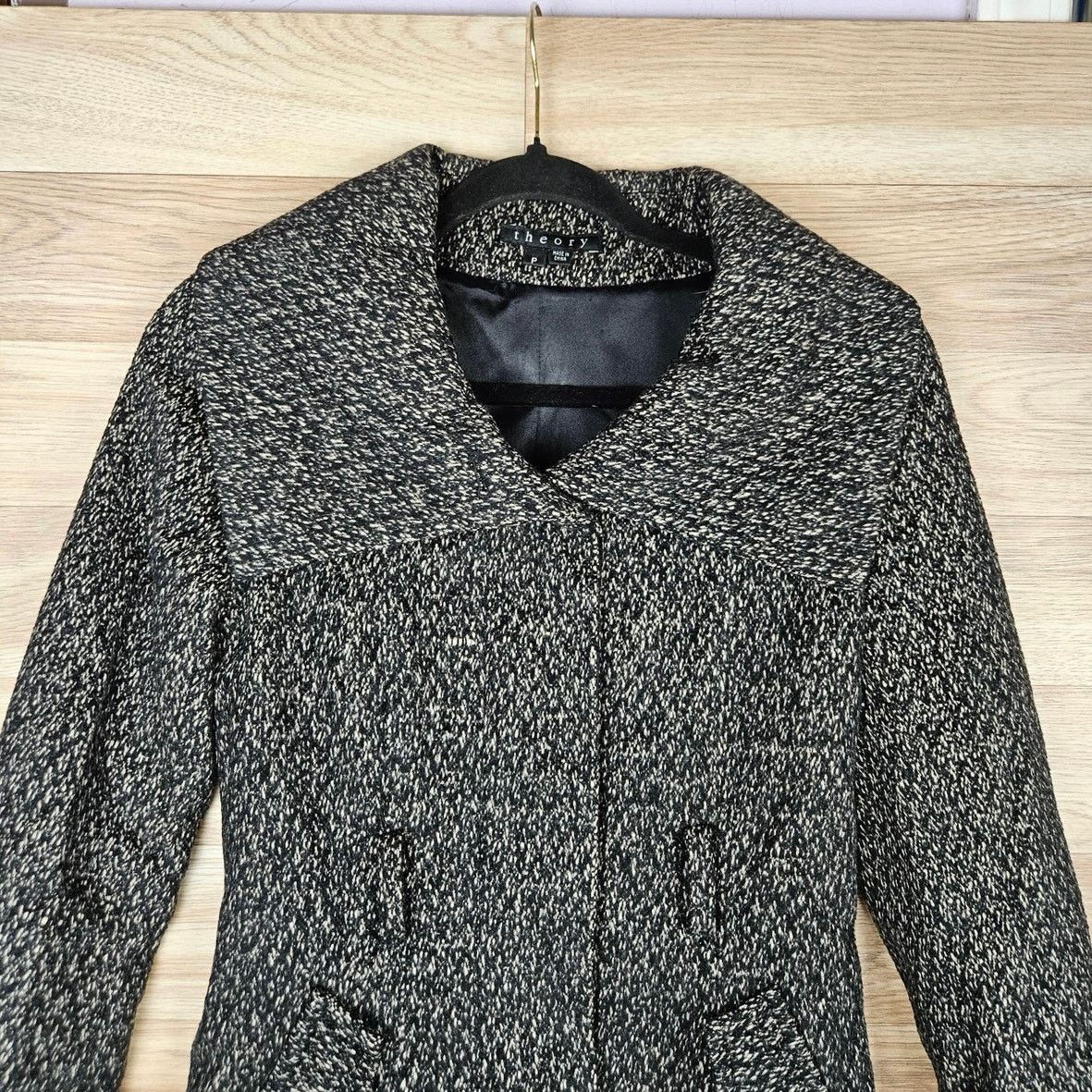 Theory Theory Wool Silk Angora Blend Black White Coat Size P XS/S Size XS / US 0-2 / IT 36-38 - 2 Thumbnail