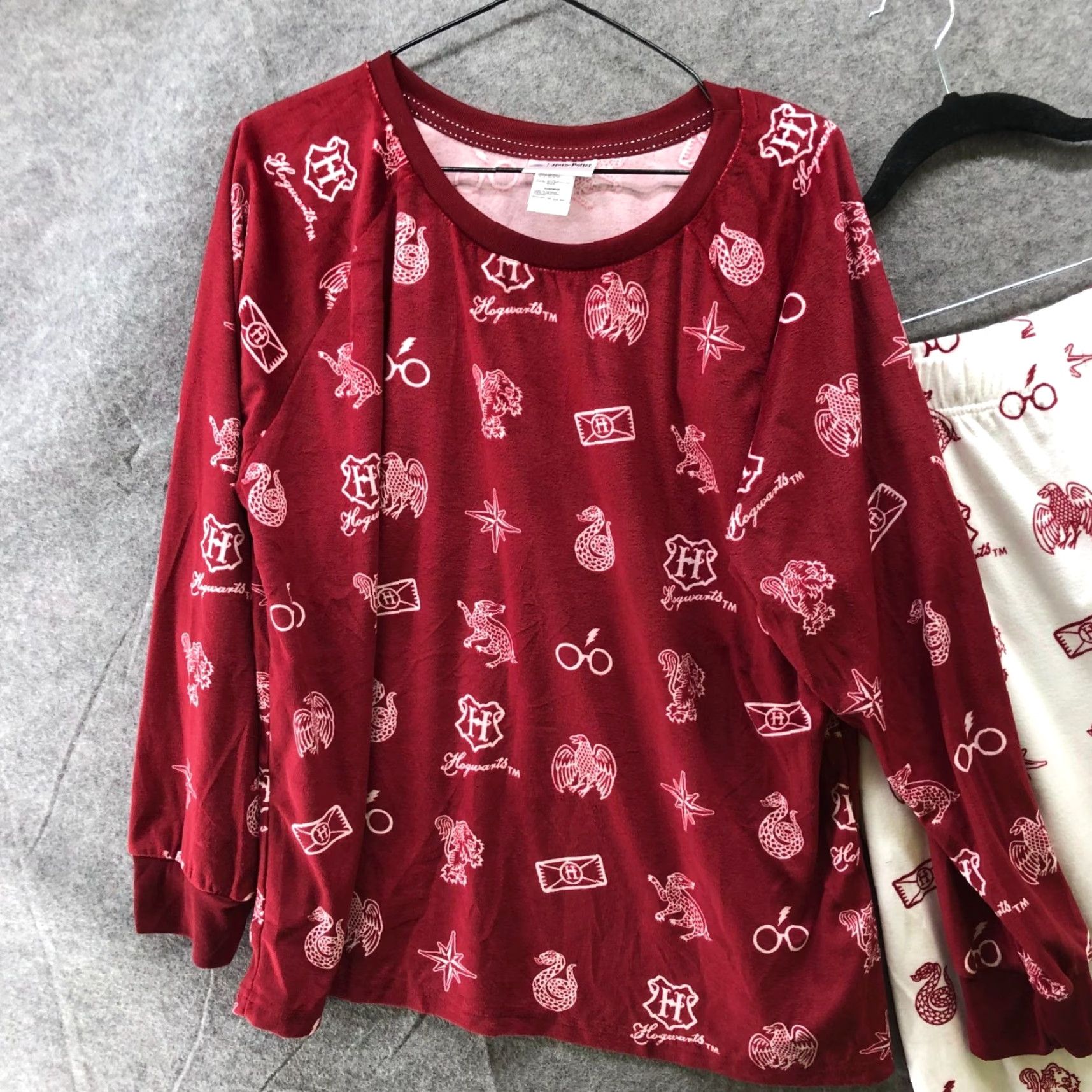 Vintage Harry Potter Pajama Womens XL Velour Fleece Soft Jogger 2 Piece Burgundy Set Size 40" / US 18 - 2 Thumbnail