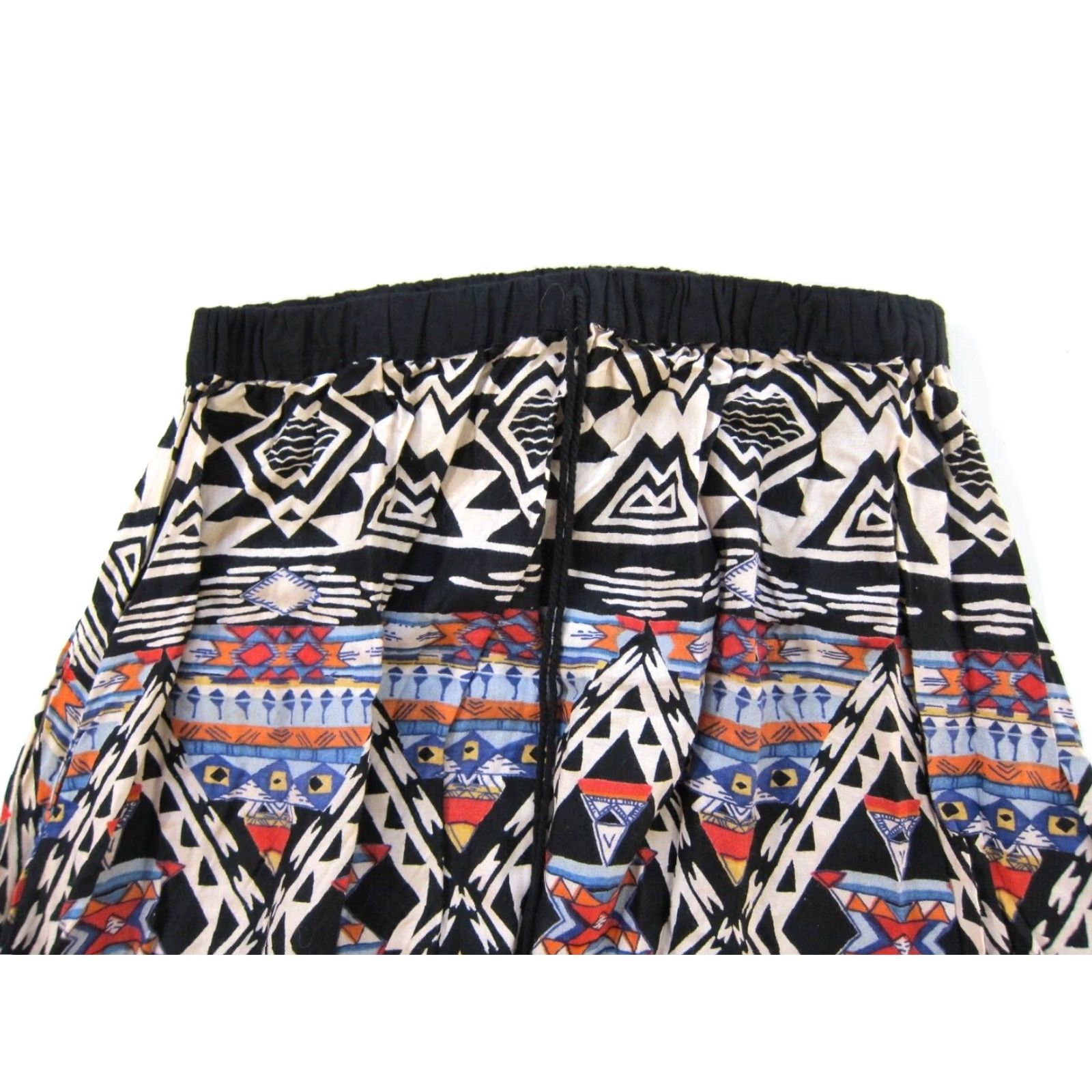 Vintage Angie Skirt Geometric Maxi Long 100% Rayon Black Orange Blue Women L Adult Small Size 36" / US 14 / IT 50 - 3 Thumbnail