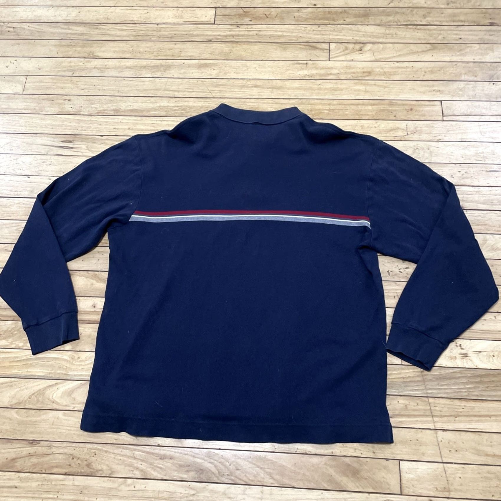 Nautica Nautica Polo Sweater Men XL Blue White Red Y2K CenterStripe Preppy Quarter Rugby Shirt Sweater Size US XL / EU 56 / 4 - 2 Thumbnail
