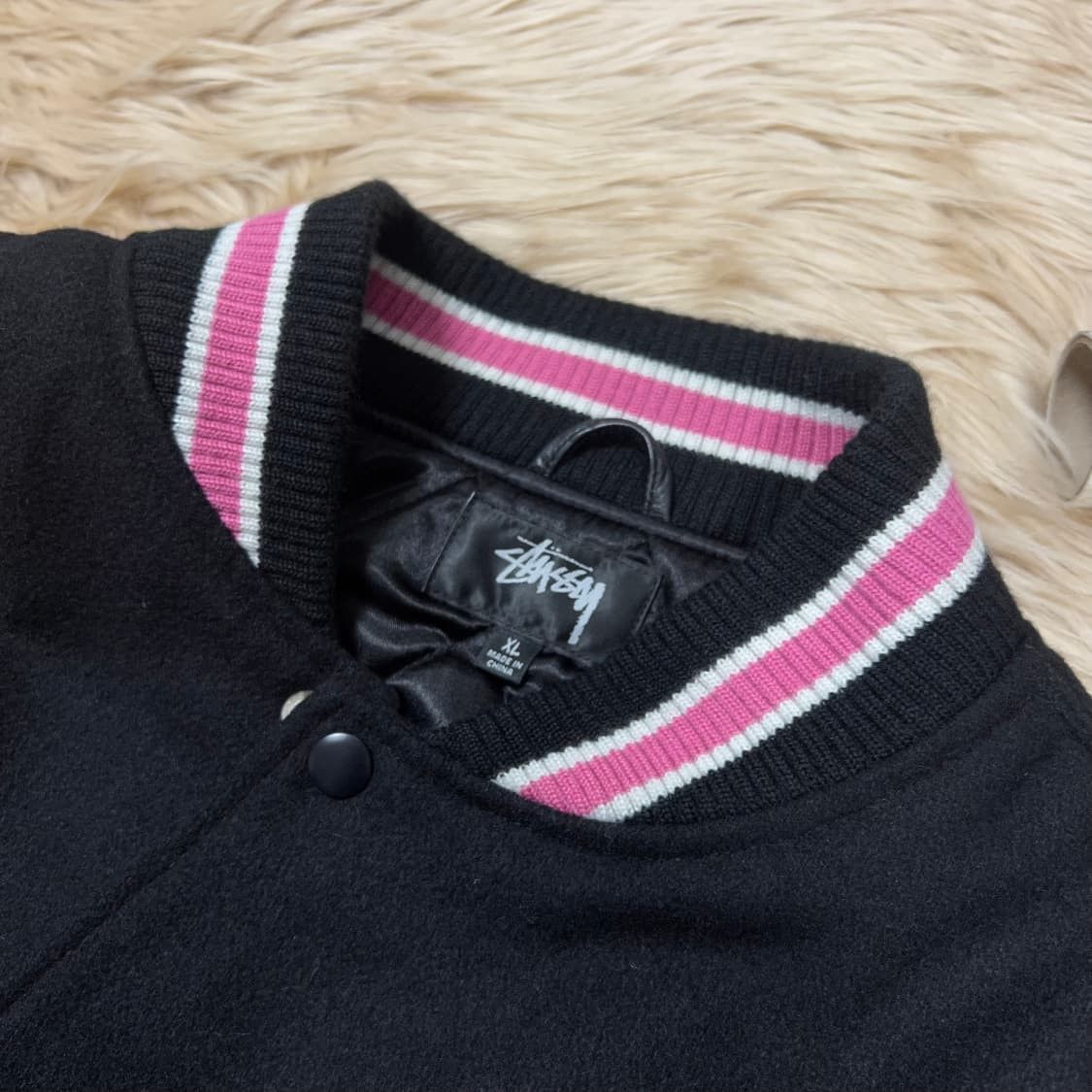 Stussy Stussy S Talk Melton Varsity Jacket Black Size US XL / EU 56 / 4 - 3 Thumbnail