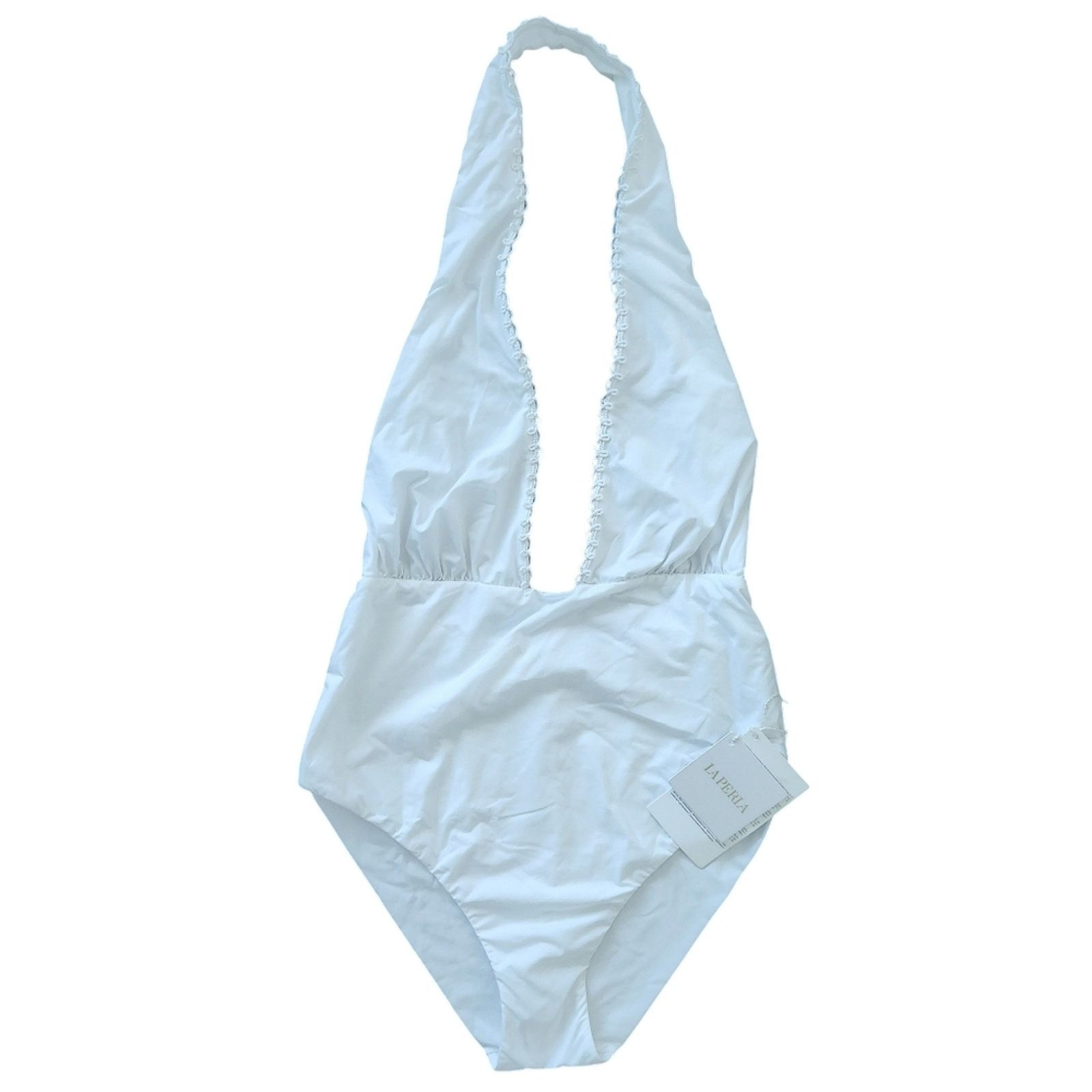 La Perla LA PERLA One Piece Halter Swimsuit White L Resortwear Beach Size ONE SIZE - 1 Thumbnail