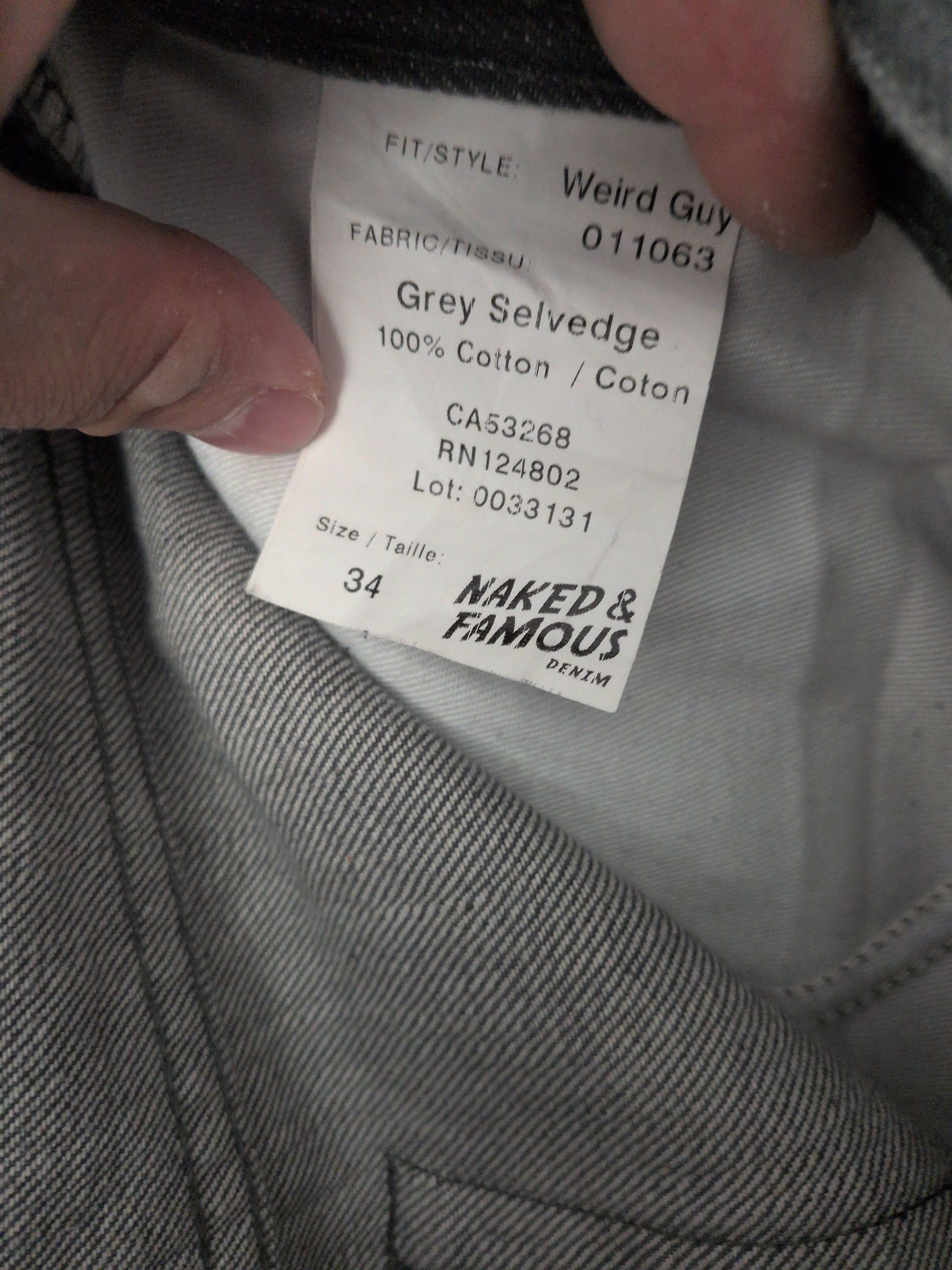 Naked & Famous Weird Guy Grey Selvedge Size US 34 / EU 50 - 3 Thumbnail