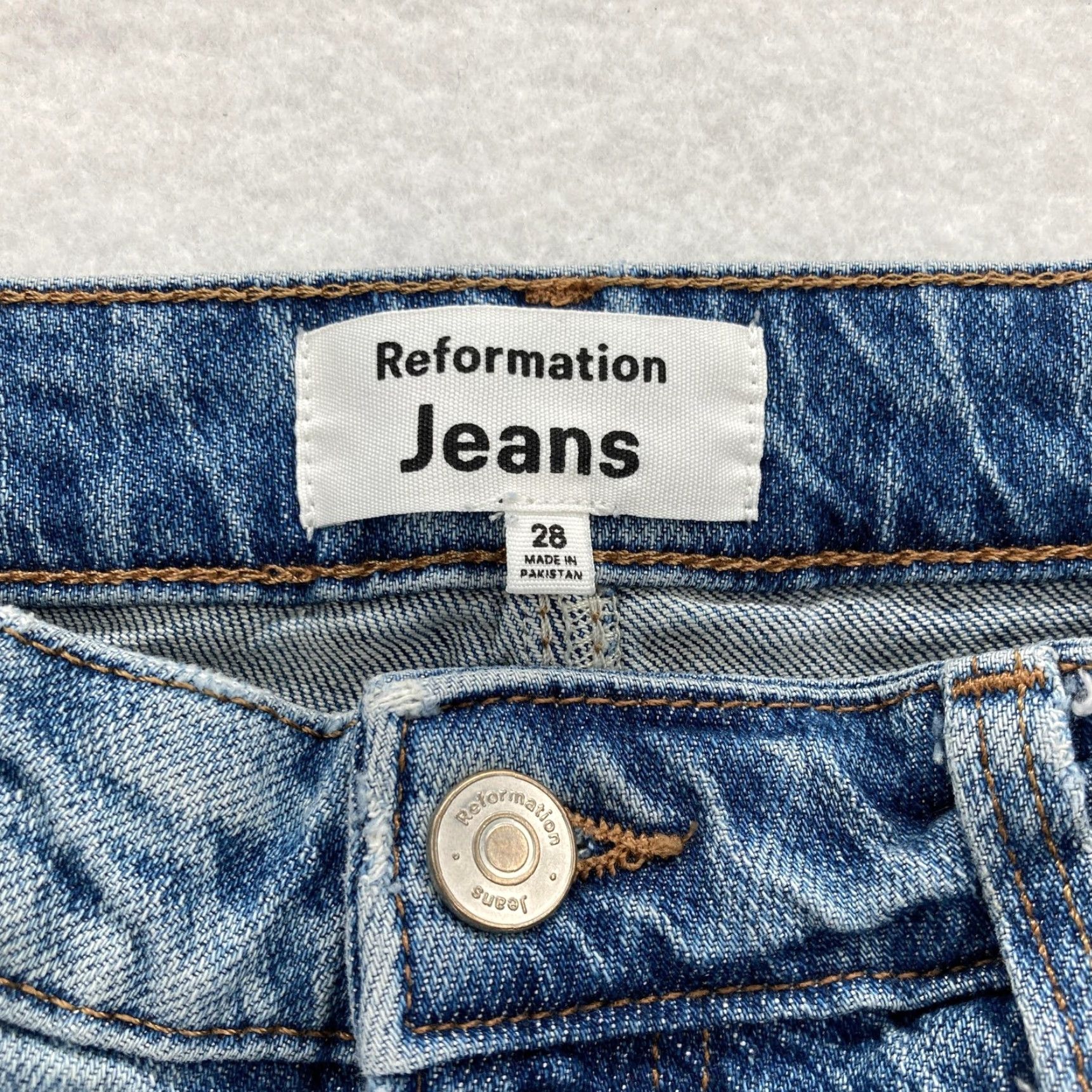 Reformation VINTAGE Reformation Jeans Womens 28 Blue Liza Ultra High Rise Straight Organic Denim Size 28" / US 6 / IT 42 - 5 Thumbnail