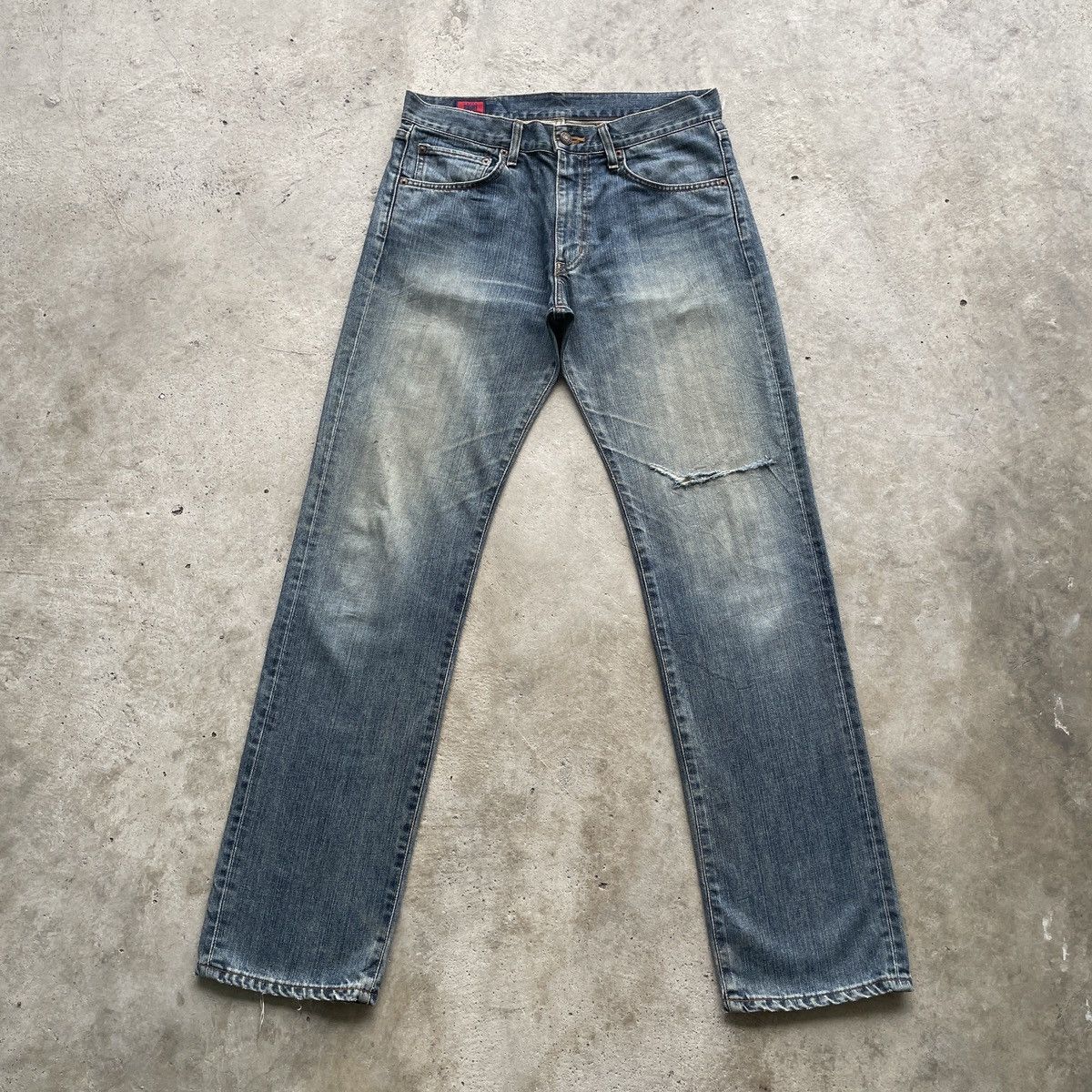 Edwin × Japanese Brand × Jean Vintage Edwin 503 Regular Distressed Jeans Faded Denim Pants Size US 33 - 1 Thumbnail