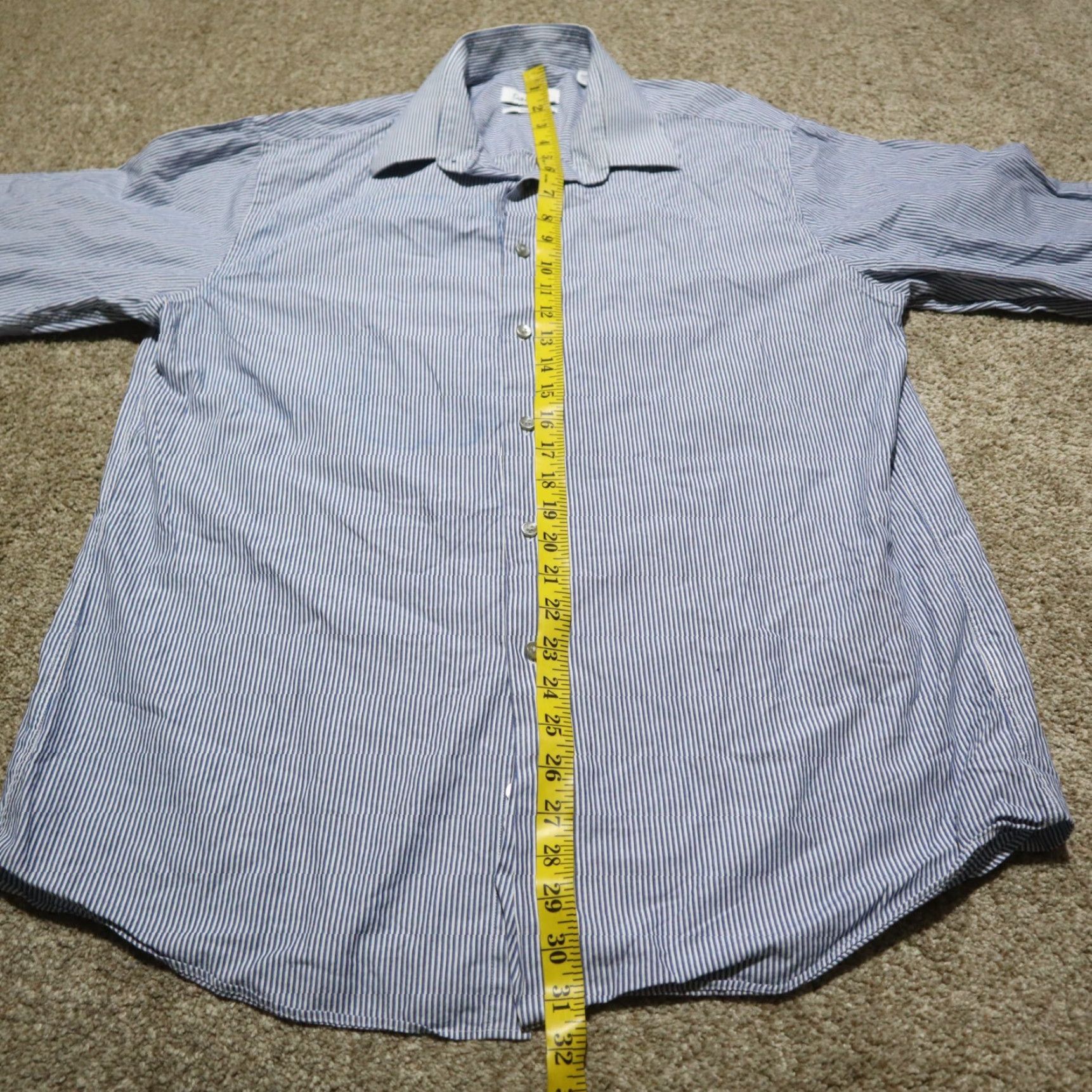 Calvin Klein Calvin Klein CK Blue Striped Button-Down Shirt Long Sleeve Men's 16.5 32/33 Size XS-? Size US XL / EU 56 / 4 - 6 Thumbnail