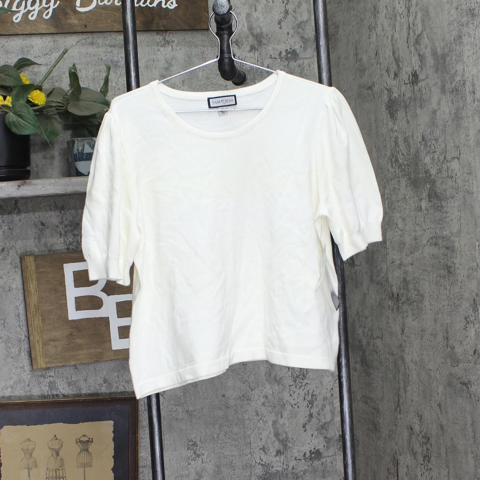 Designer Sam And Jess Puff-sleeve Sweater Top Antique Off White- Xl Size XL / US 12-14 / IT 48-50 - 1 Thumbnail