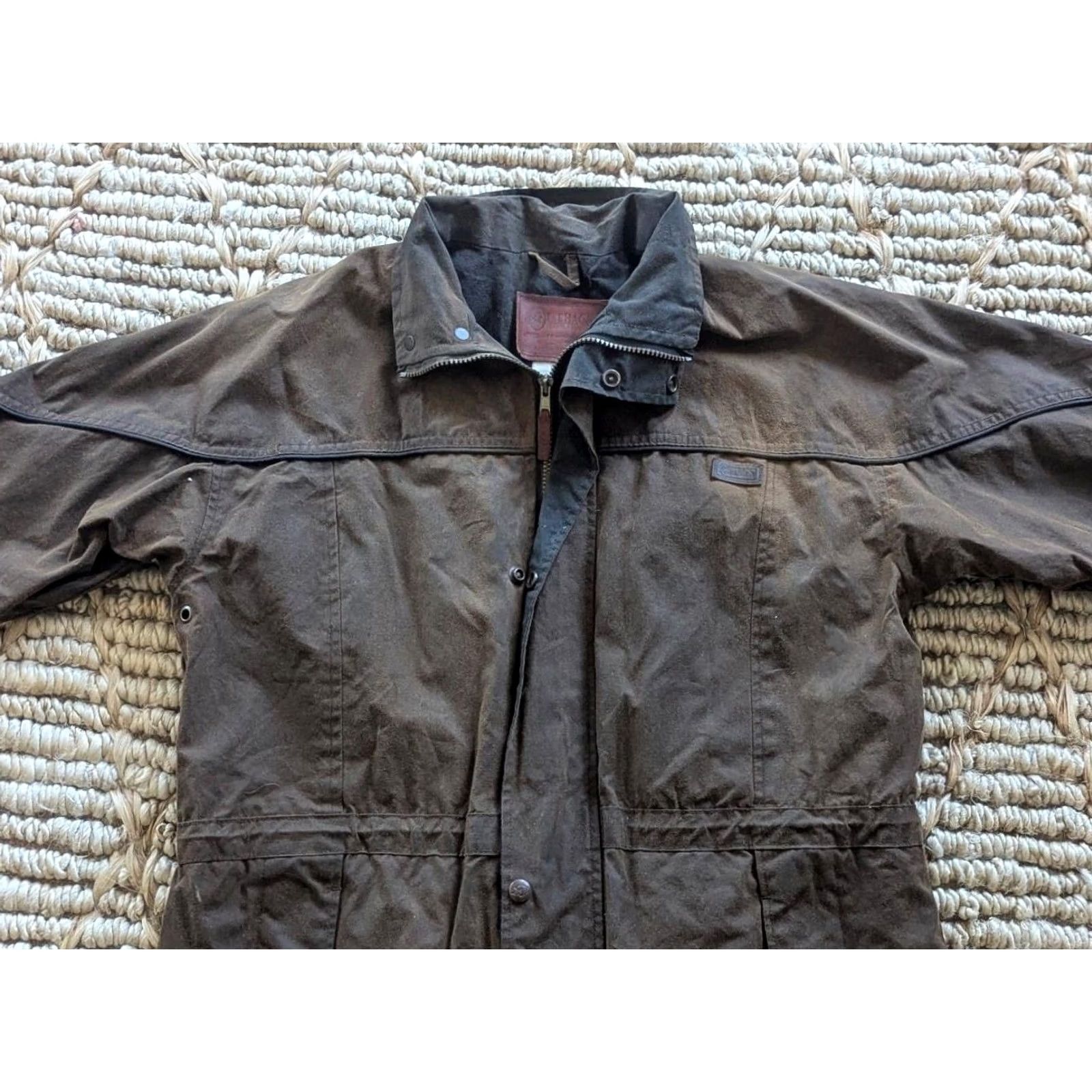 Vintage VINTAGE Outback Waxed Jacket Coat Mens S Brown Waxed Cotton Shell Coat Mad Max Theme Brown 38-40 Chest Size US S / EU 44-46 / 1 - 4 Thumbnail