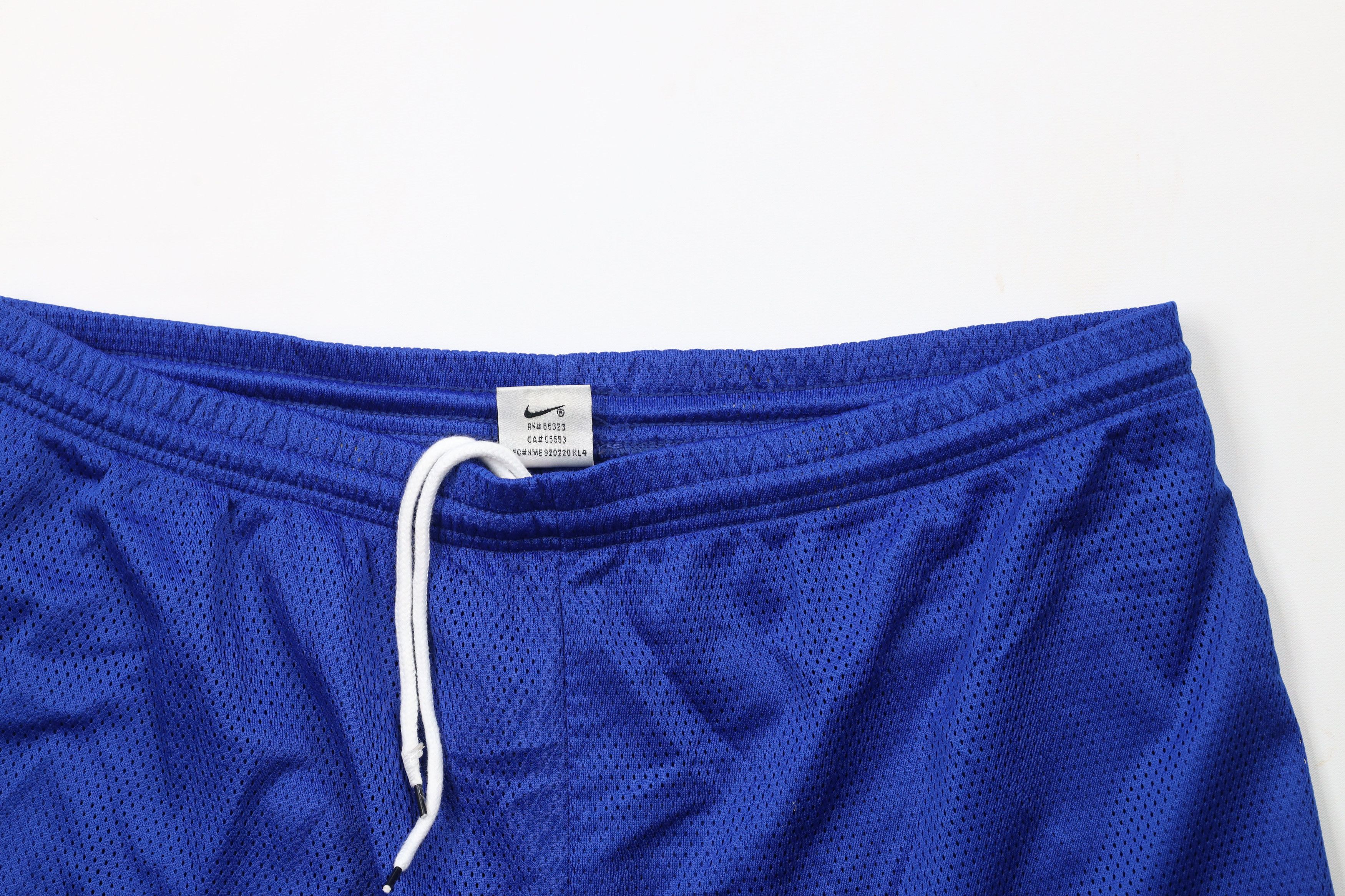 Nike × Vintage Vintage 90s Nike Mini Swoosh Above Knee Mesh Shorts Blue Size US 34 / EU 50 - 2 Thumbnail