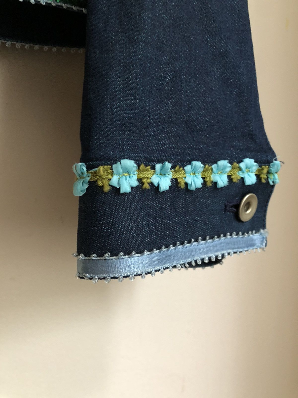 Todd Oldham Todd Oldham Vintage Sequin, Lace, Floral Trim Denim Jacket Size M / US 6-8 / IT 42-44 - 4 Thumbnail