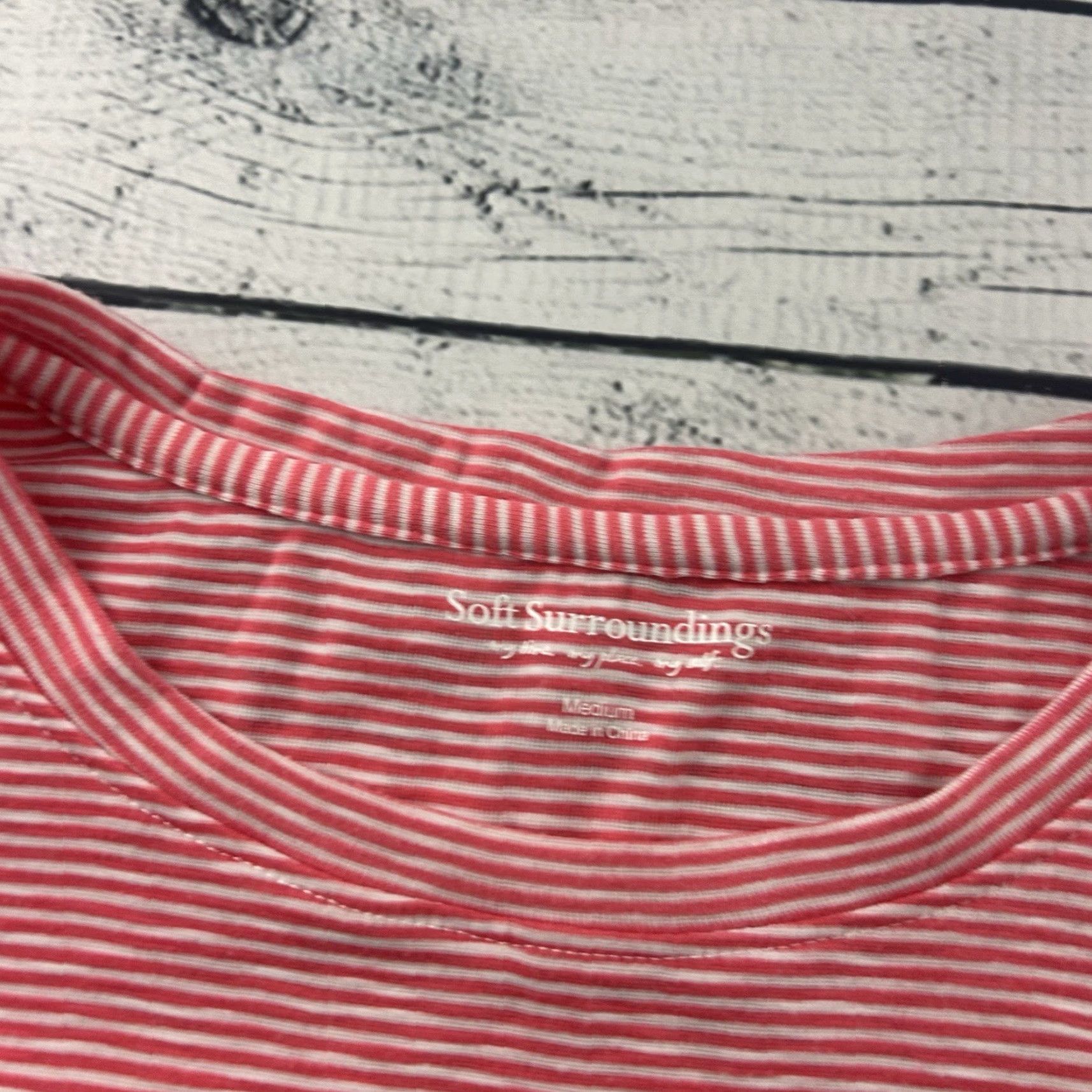 Soft Surroundings Soft Surroundings Striped Long Sleeve Blouse Ruffle Pink Women's M Shirt Limited Pink Striped Blouse Womens M Size M / US 6-8 / IT 42-44 - 2 Thumbnail