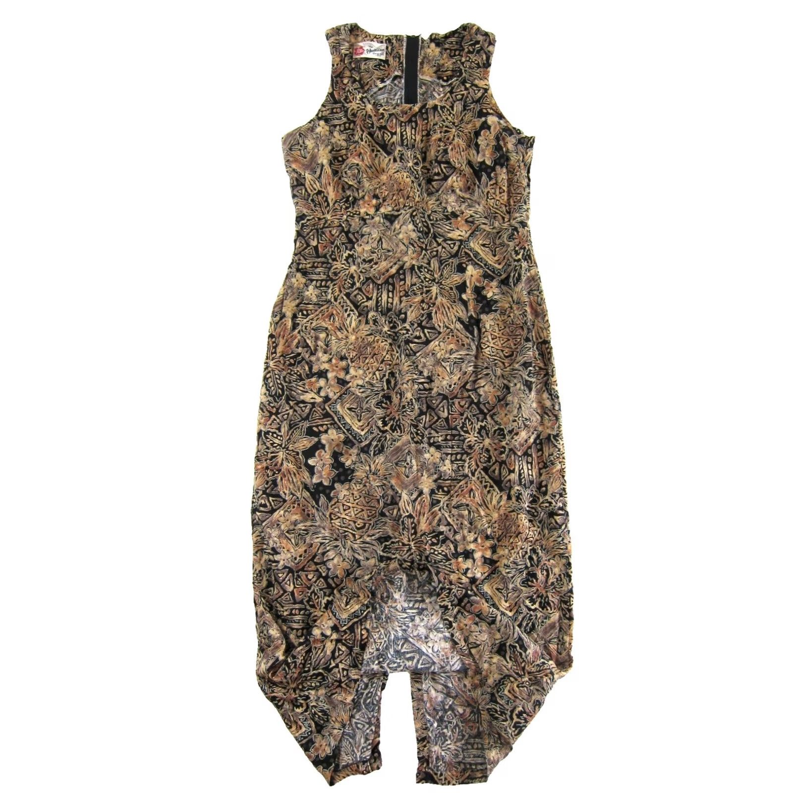 Hilo Hattie VINTAGE Hilo Hattie Dress Hawaiian Floral Rayon Midi Tank Dress Brown Black Medium Size M / US 6-8 / IT 42-44 - 5 Thumbnail