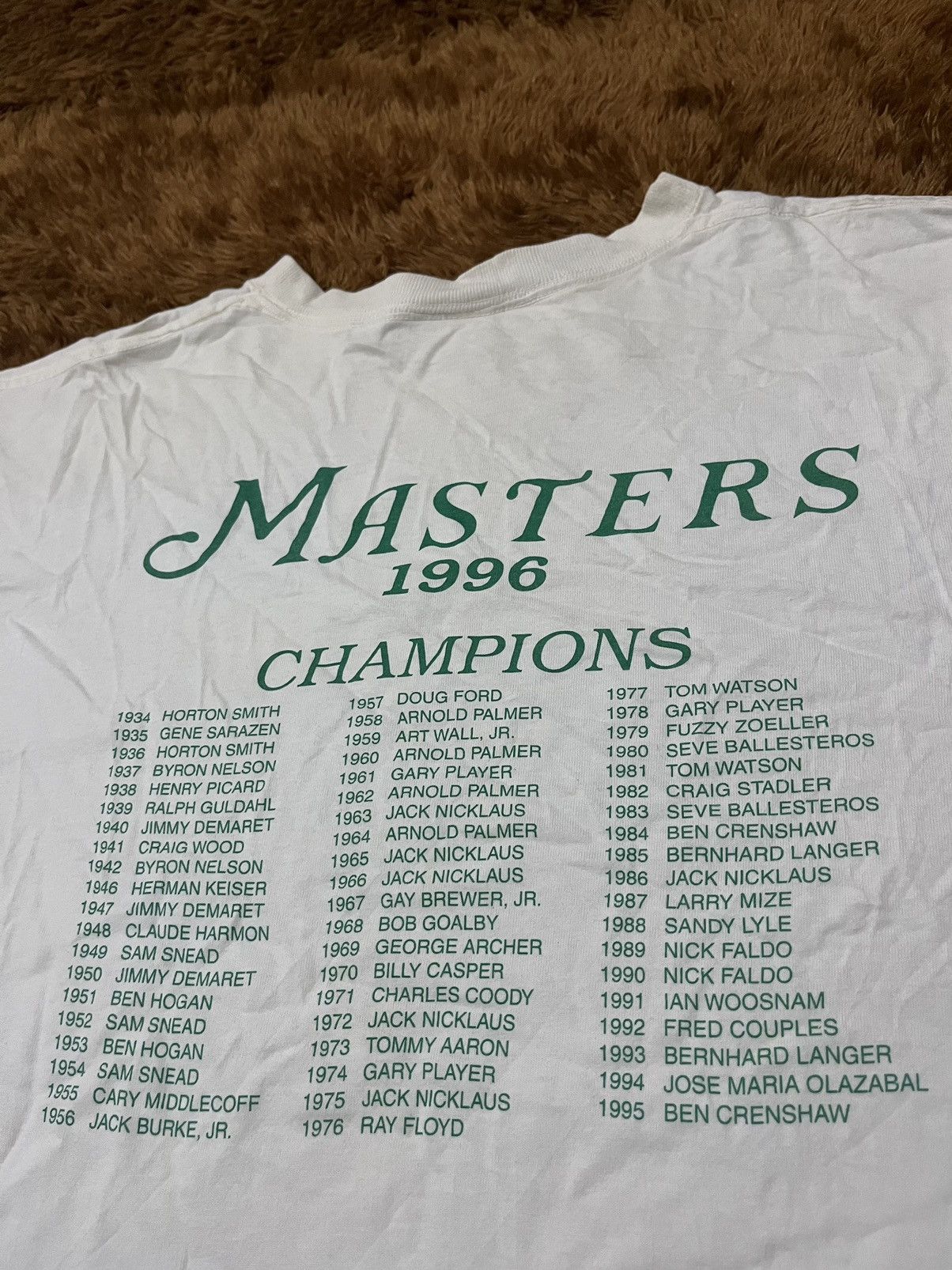 Vintage MASTERS GOLF 1996 CHAMPIONS TEE VINTAGE Size US M / EU 48-50 / 2 - 5 Thumbnail