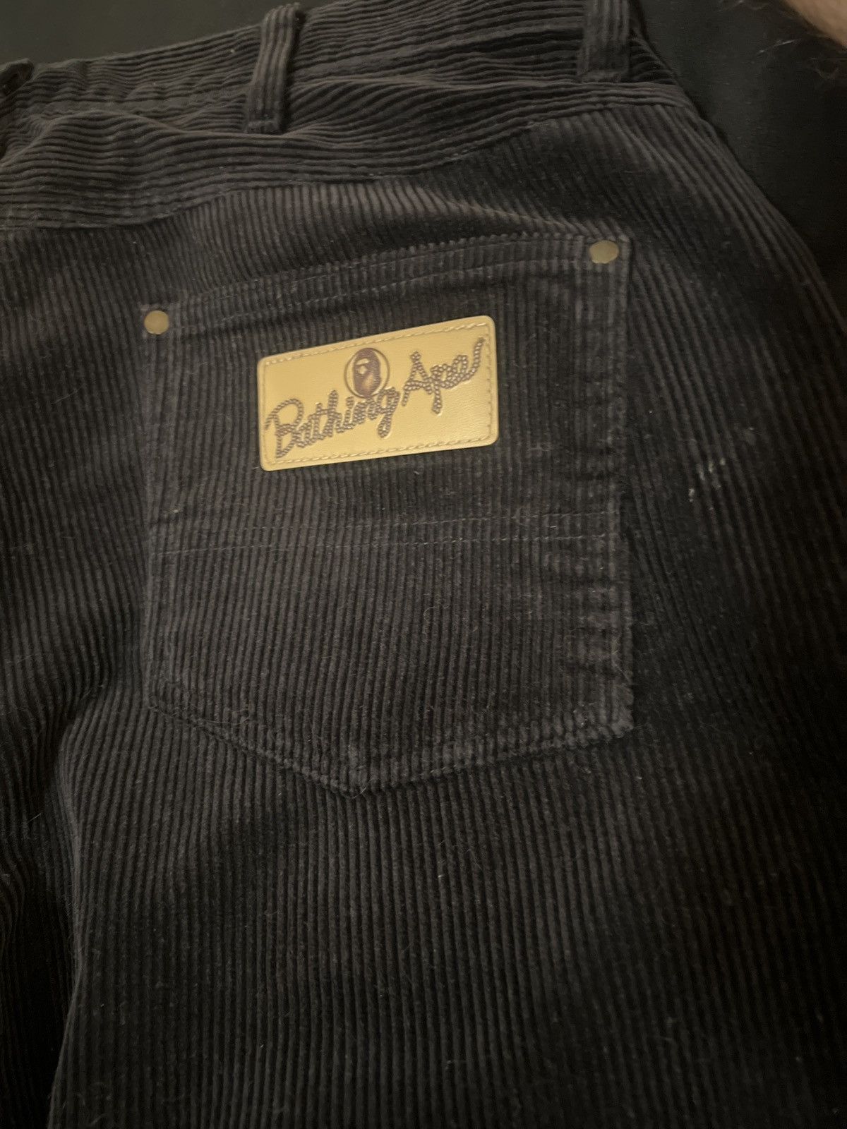 Bape 2004 Corduroy Leather tab pants Size US 34 / EU 50 - 4 Thumbnail
