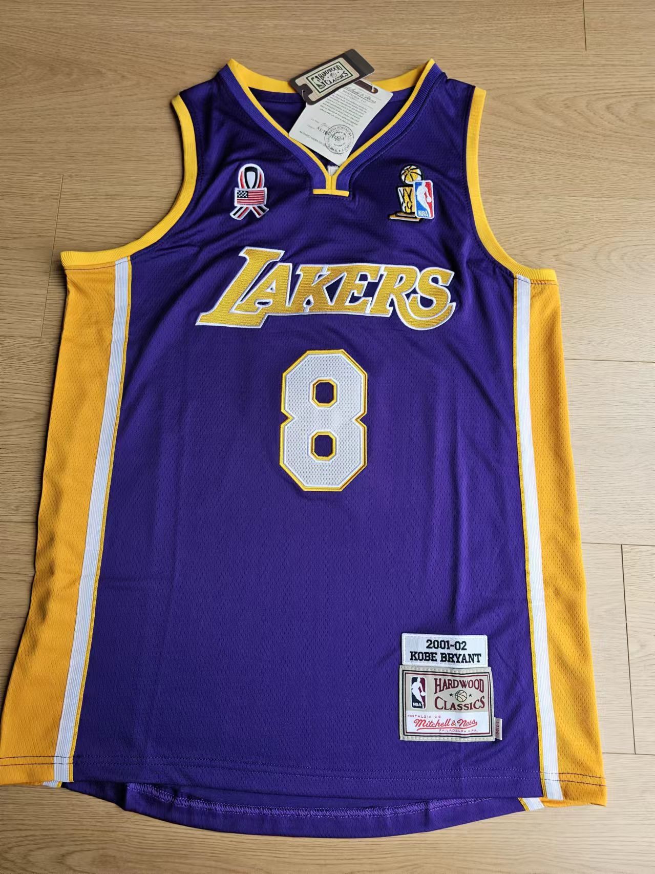 2001 02 Laker #8 Kobe Bryant Jersey Purple Double Stitched