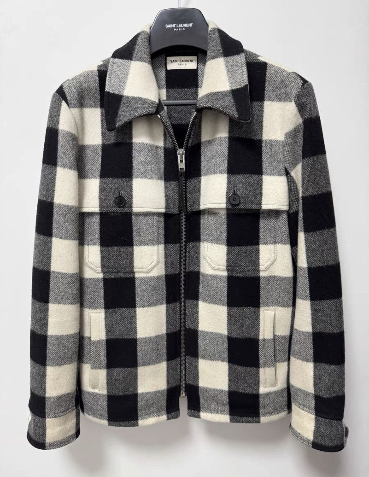 Saint Laurent Paris Saint Laurent (SLP) 13FW Black/White Check Wool Jacket Size US XL / EU 56 / 4 - 1 Thumbnail