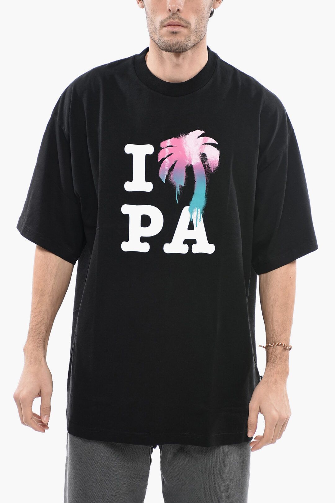 image of Palm Angels Og1Mm0524 Crewneck T-Shirt In Black, Men's (Size 2XS)