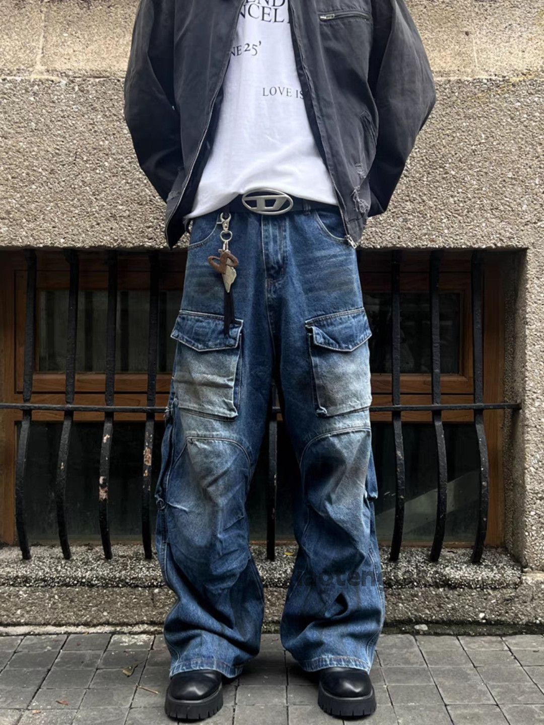 Jean × Vintage washed faded cleanfit yuppie utilize cargo hiphop jeans Size US 33 - 2 Thumbnail