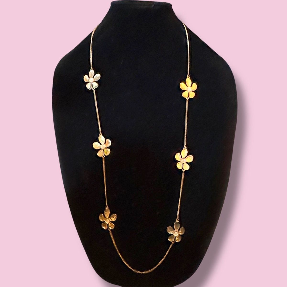 Other Long gold tone station flower chain necklace Size ONE SIZE - 2 Thumbnail
