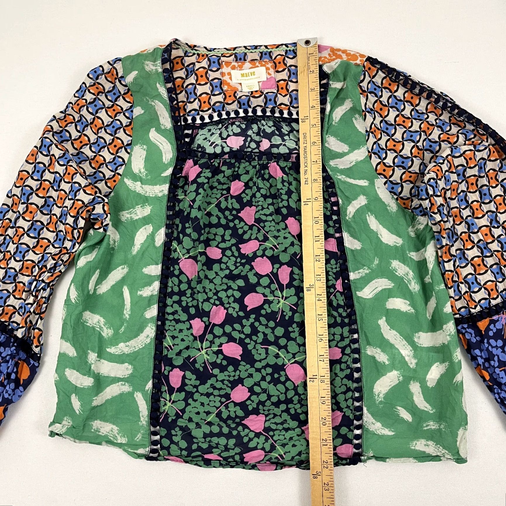 Vintage Maeve by Anthropologie Blouse Womens Small Floral Boho Patchwork Artsy Peasant Size S / US 4 / IT 40 - 3 Thumbnail