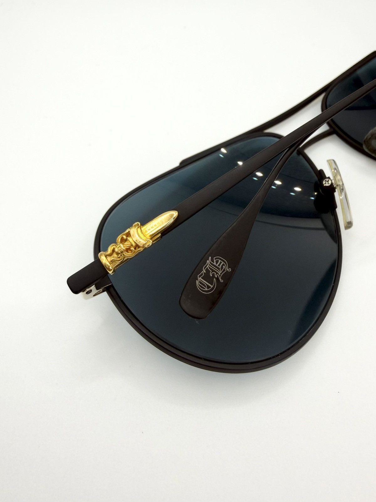 Chrome Hearts Chrome Hearts ‘Stains IV’ Gold Dagger Aviator Sunglasses Size ONE SIZE - 2 Thumbnail