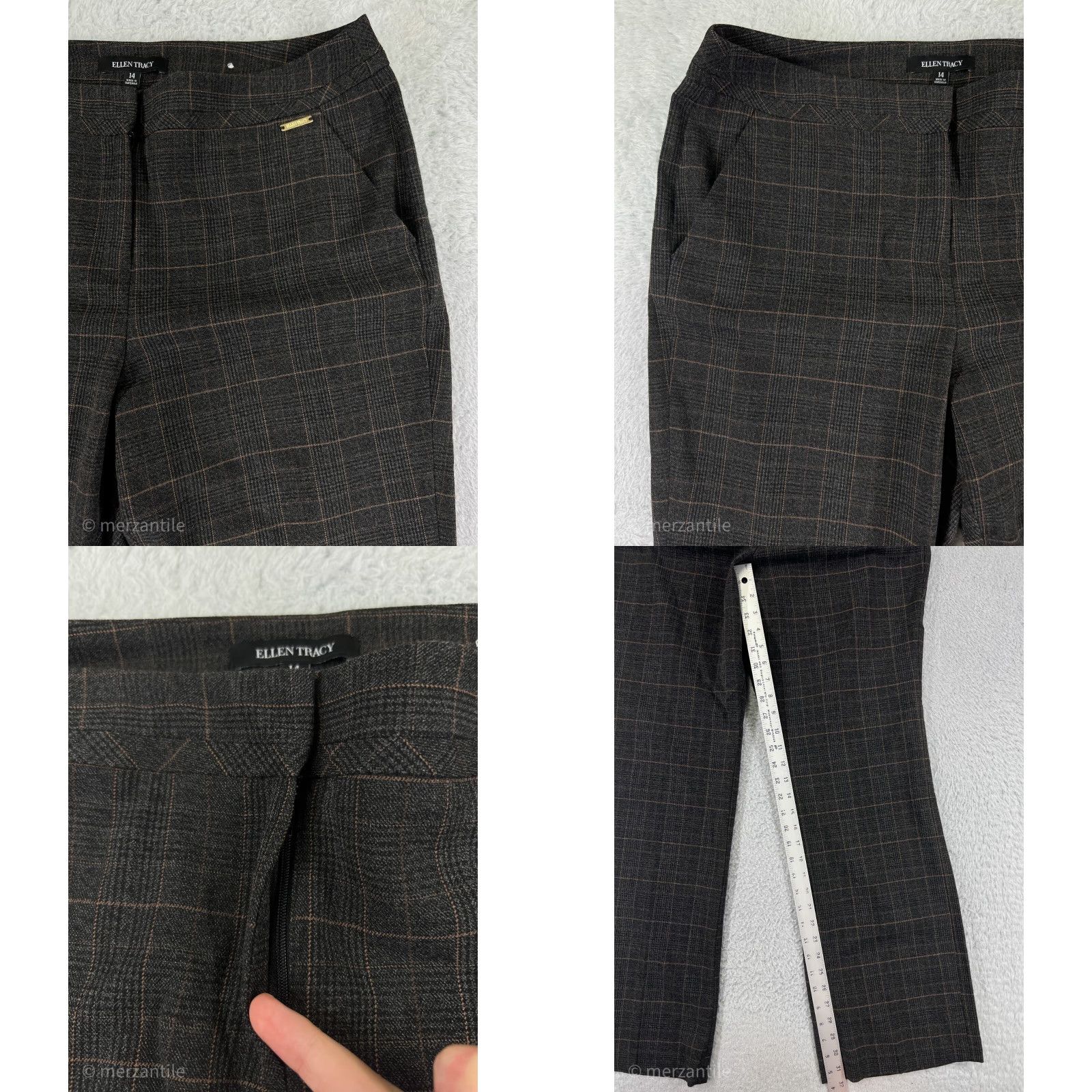 Ellen Tracy Ellen Tracy Pants Womens 14 Gray Plaid Polyester Blend Stretch Pockets Shirt/Category: Pants Size 36" / US 14 / IT 50 - 8 Thumbnail