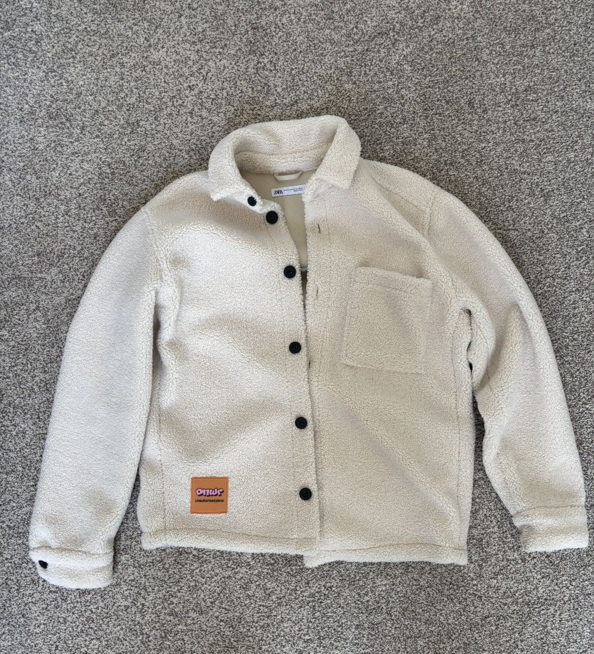 Zara Zara Men Fleece Overshirt Ecru White Shacket Jacket Coat Size US S / EU 44-46 / 1 - 1 Thumbnail