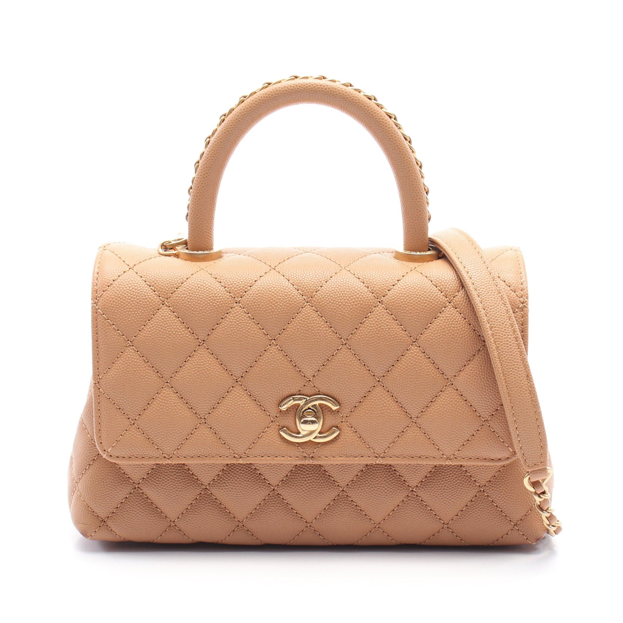 Chanel Chanel Coco Handle Flap Matelasse Handbag Caviar Skin Light Brown Gold Hardware Size ONE SIZE - 1 Thumbnail