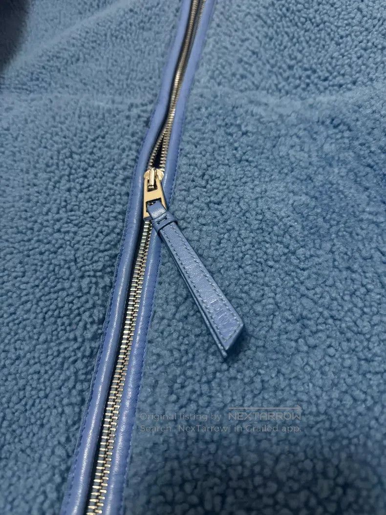 Loewe Loewe Fur and Leather Jacket, Blue Front Short Back Long Size XXS / US 00 / IT 34 - 3 Thumbnail