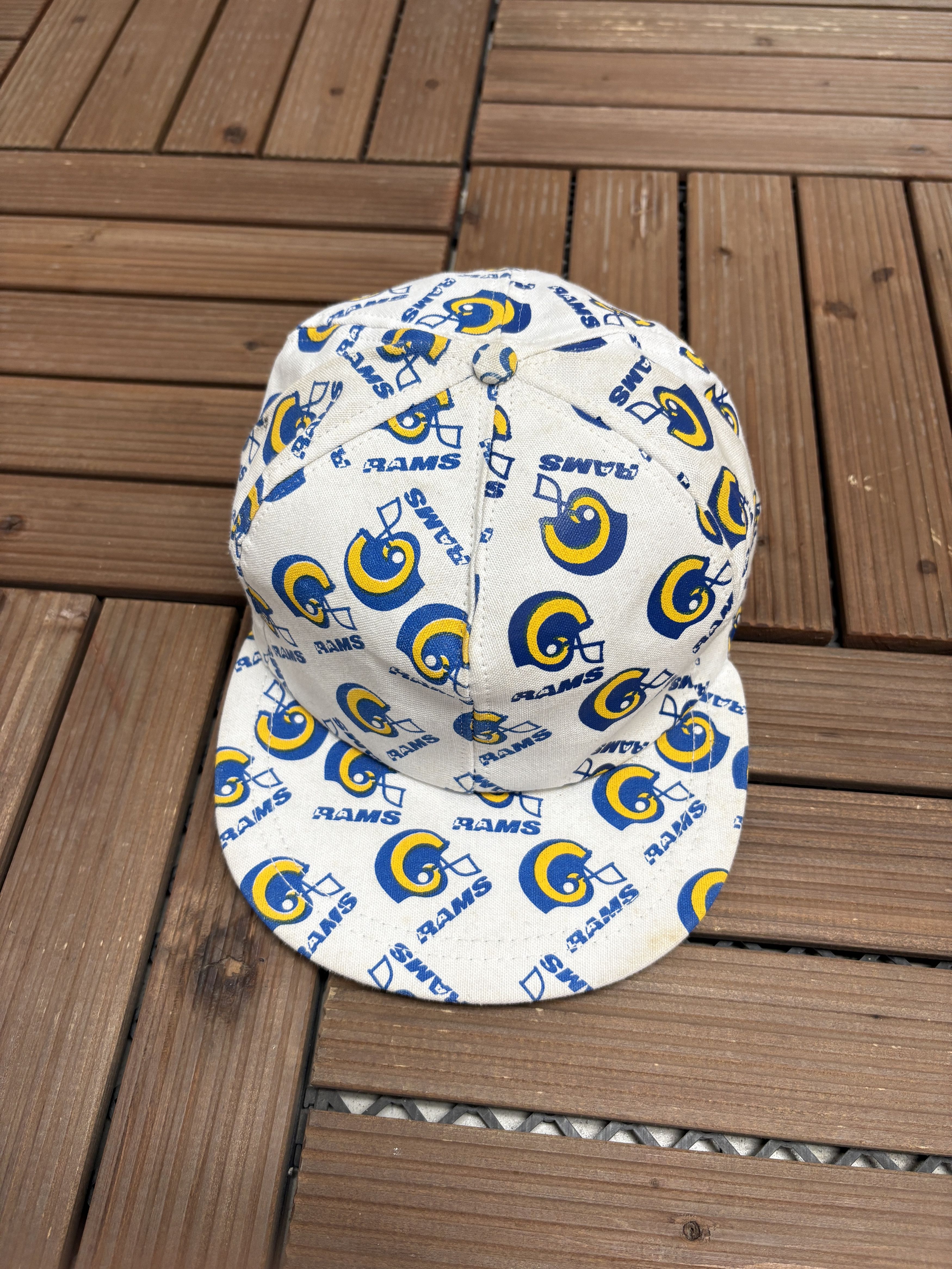 Vintage Los Angeles Rams Helmet AOP Vintage White Snap BackHat Size ONE SIZE - 1 Thumbnail