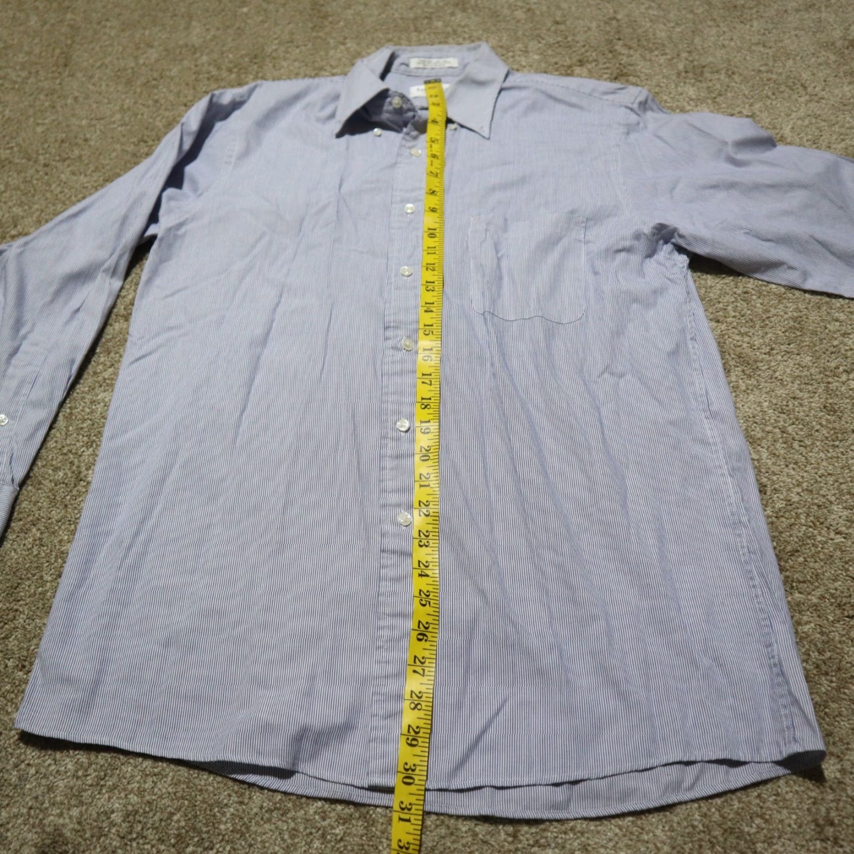 Van Heusen Van Heusen Dress Shirt Blue Striped Shirt Men 15.5 Regular Size 15.5 32/33 Dress Shirt Men Blue Striped Van Heusen Regular 15.5 Mens Shirt Size 42R - 5 Thumbnail