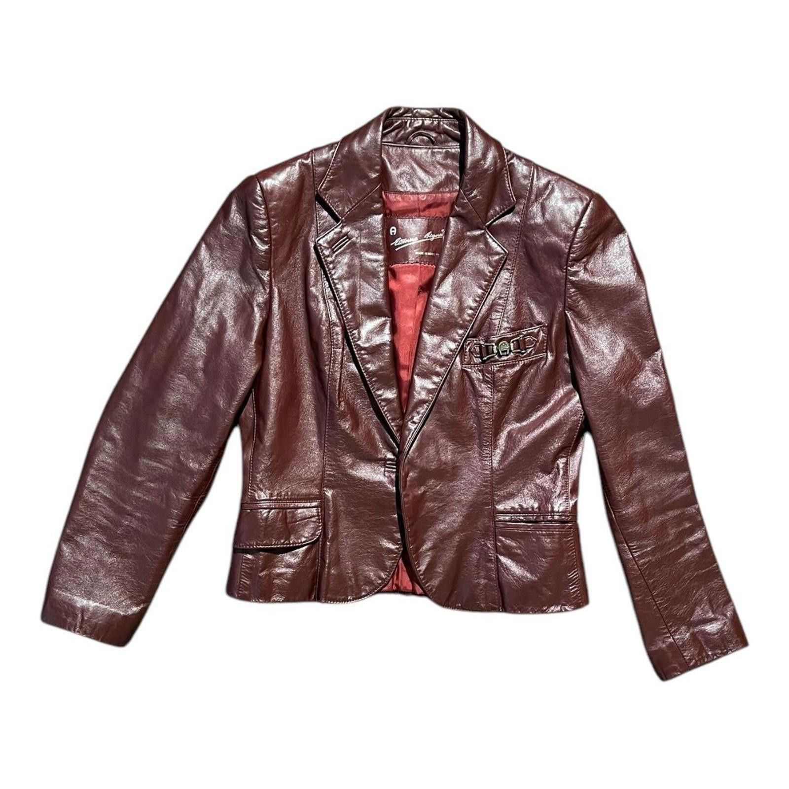 Aigner Vintage 70/80s Entienne Aigner Burgundy Leather Jacket Size S / US 4 / IT 40 - 1 Thumbnail