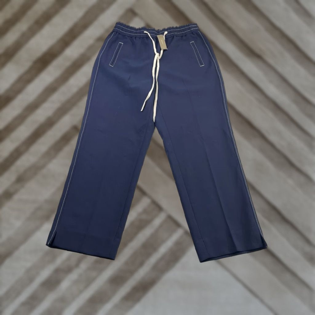 J.Crew J.CREW Pants Drapey Drawstring Navy Blue Women’s M Straight Ankle Pocket Quick Dry Stretch Breathable Elastic Waist Travel Casual Business Size 32" / US 10 / IT 46 - 1 Thumbnail
