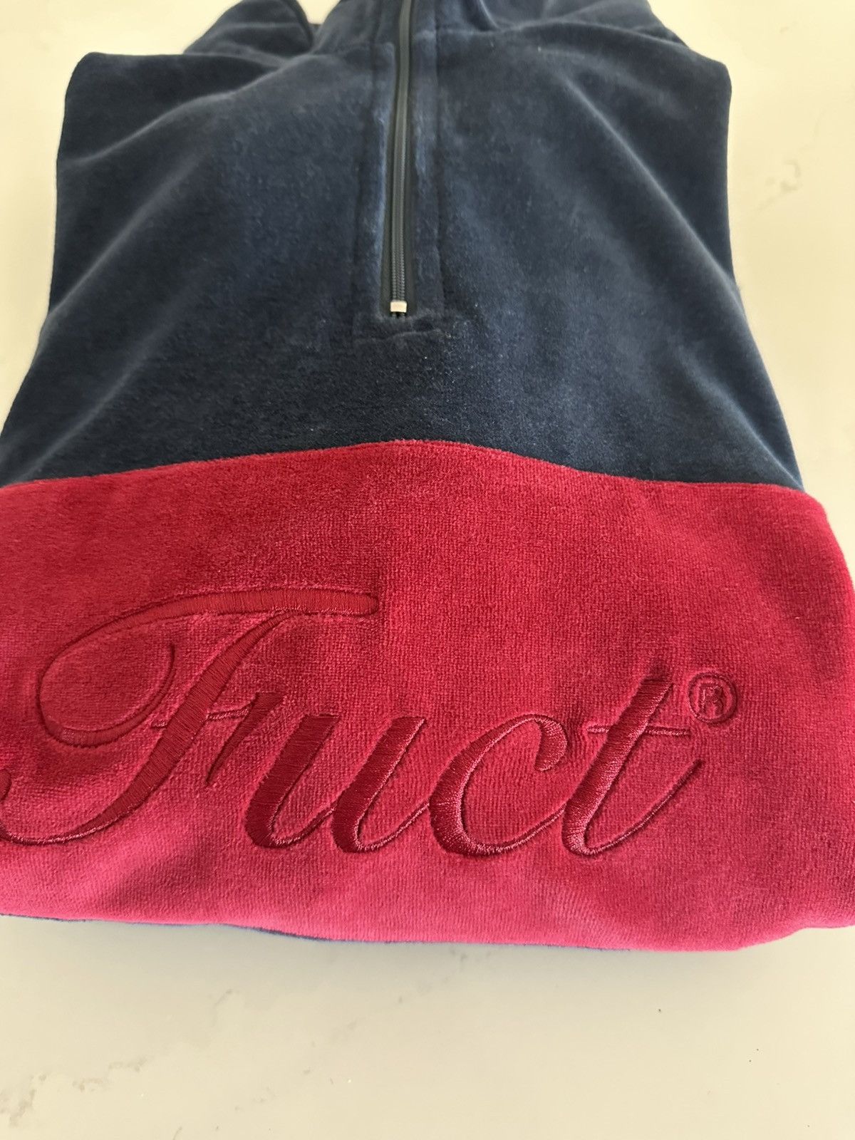 FUCT FUCT VELOUR QUARTER ZIP SWEATER NAVY Size US L / EU 52-54 / 3 - 6 Thumbnail