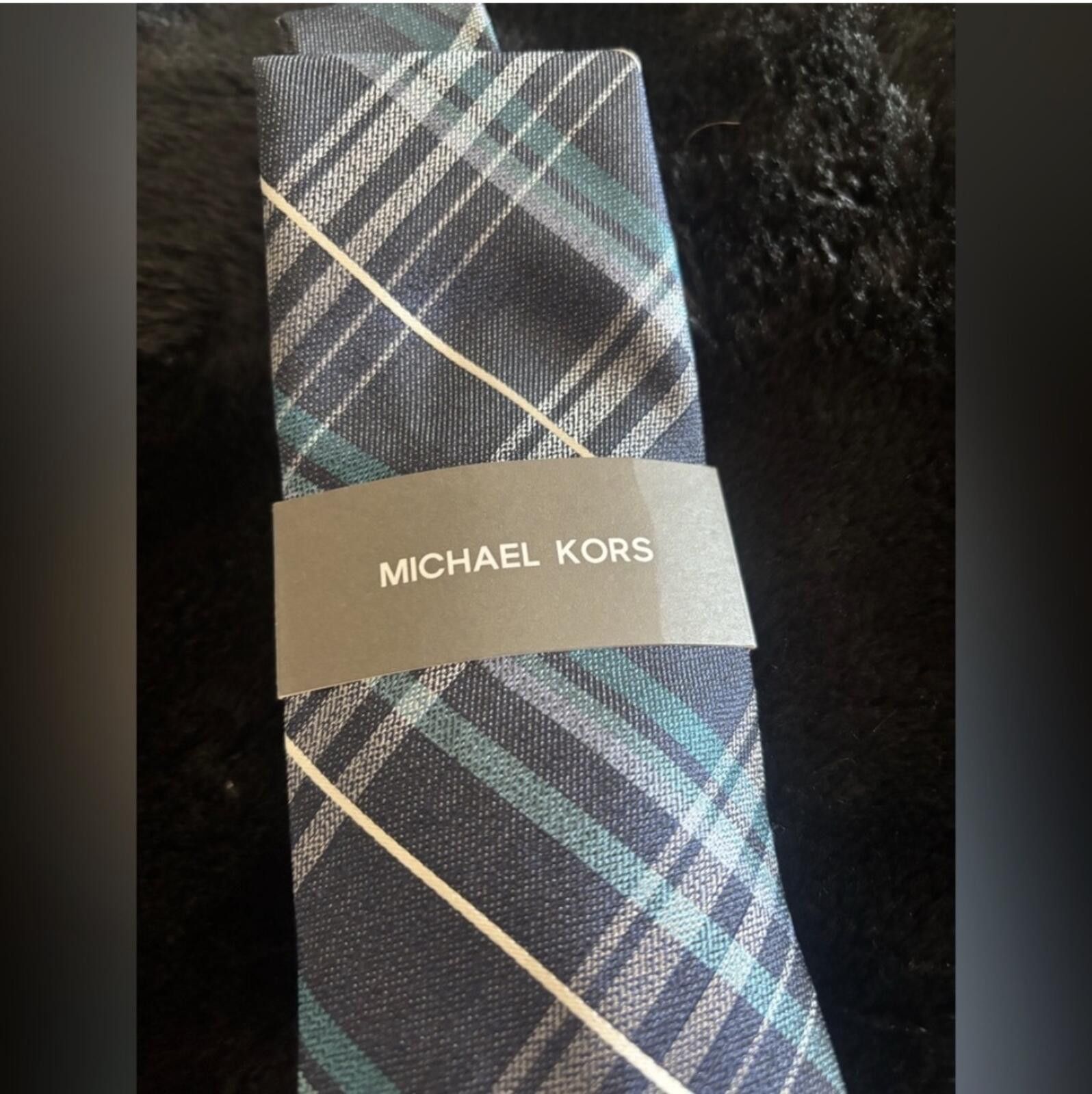 Michael Kors ( Michael Kors) Men's Blue Plaid Tie Size ONE SIZE - 1 Thumbnail