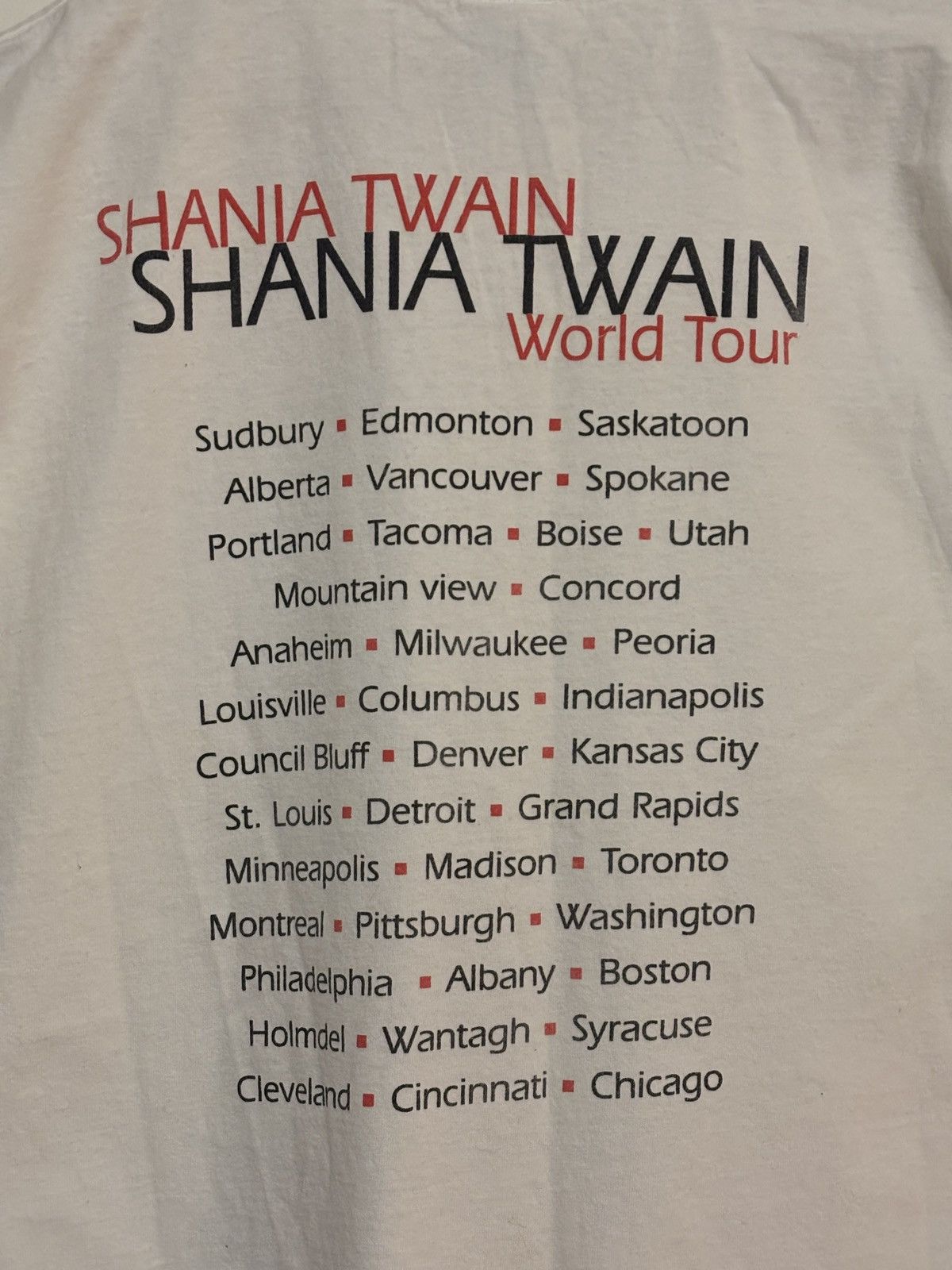 Vintage Vintage 1998 Shania Twain World Tour Tee Shirt Size US XL / EU 56 / 4 - 8 Thumbnail