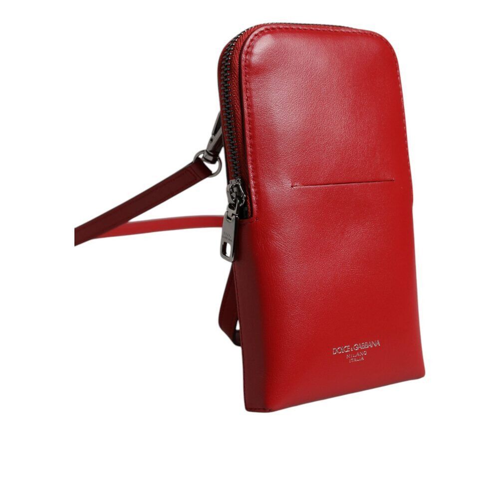 Dolce & Gabbana Dolce & Gabbana Red Leather Purse Phone Sling Crossbody Neck Size ONE SIZE - 3 Thumbnail