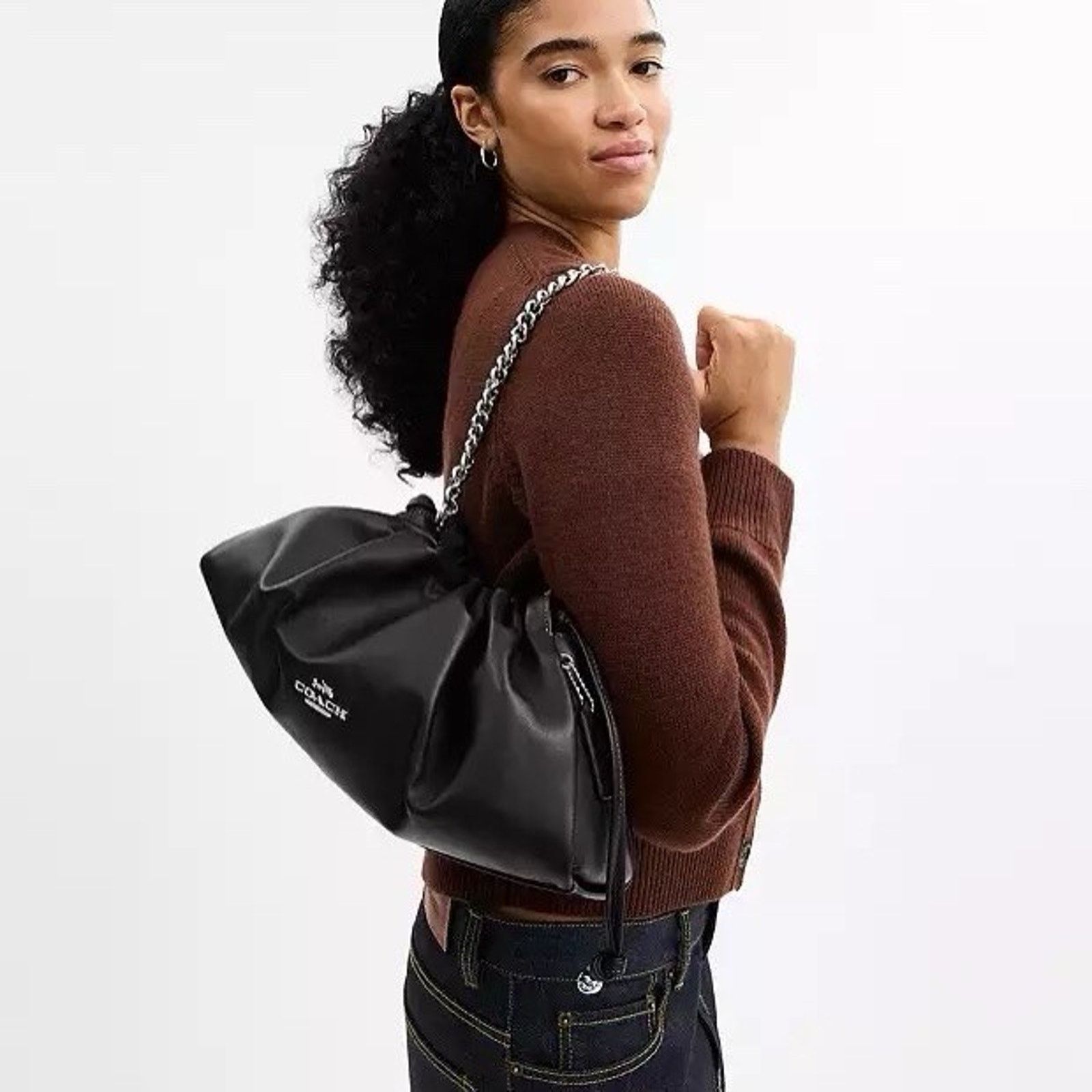 Coach NWT Coach Faye Large Shoulder Bag CCE68 leather Silver/Black Size ONE SIZE - 11 Thumbnail
