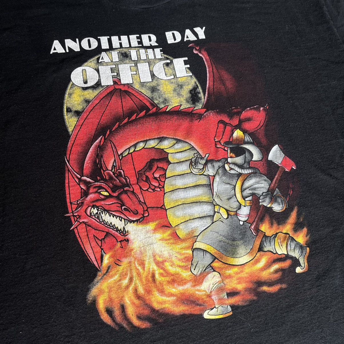 Vintage Vintage 90s Firefighter Another Day at Work Dragon Logo Tee Size US XXL / EU 58 / 5 - 3 Thumbnail